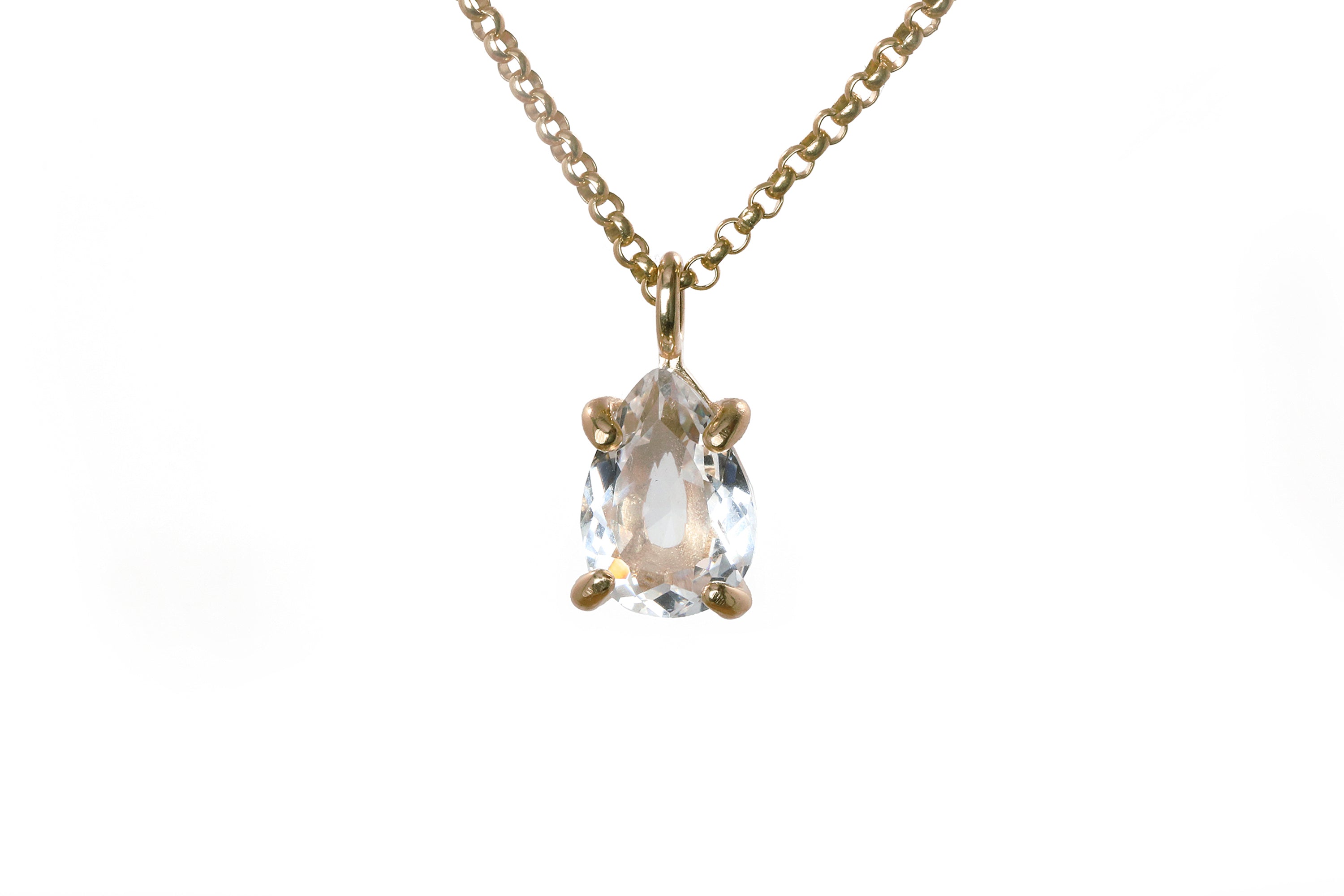 Dainty Pear Quartz Pendant Gold Necklace necklaces Anemone Unique