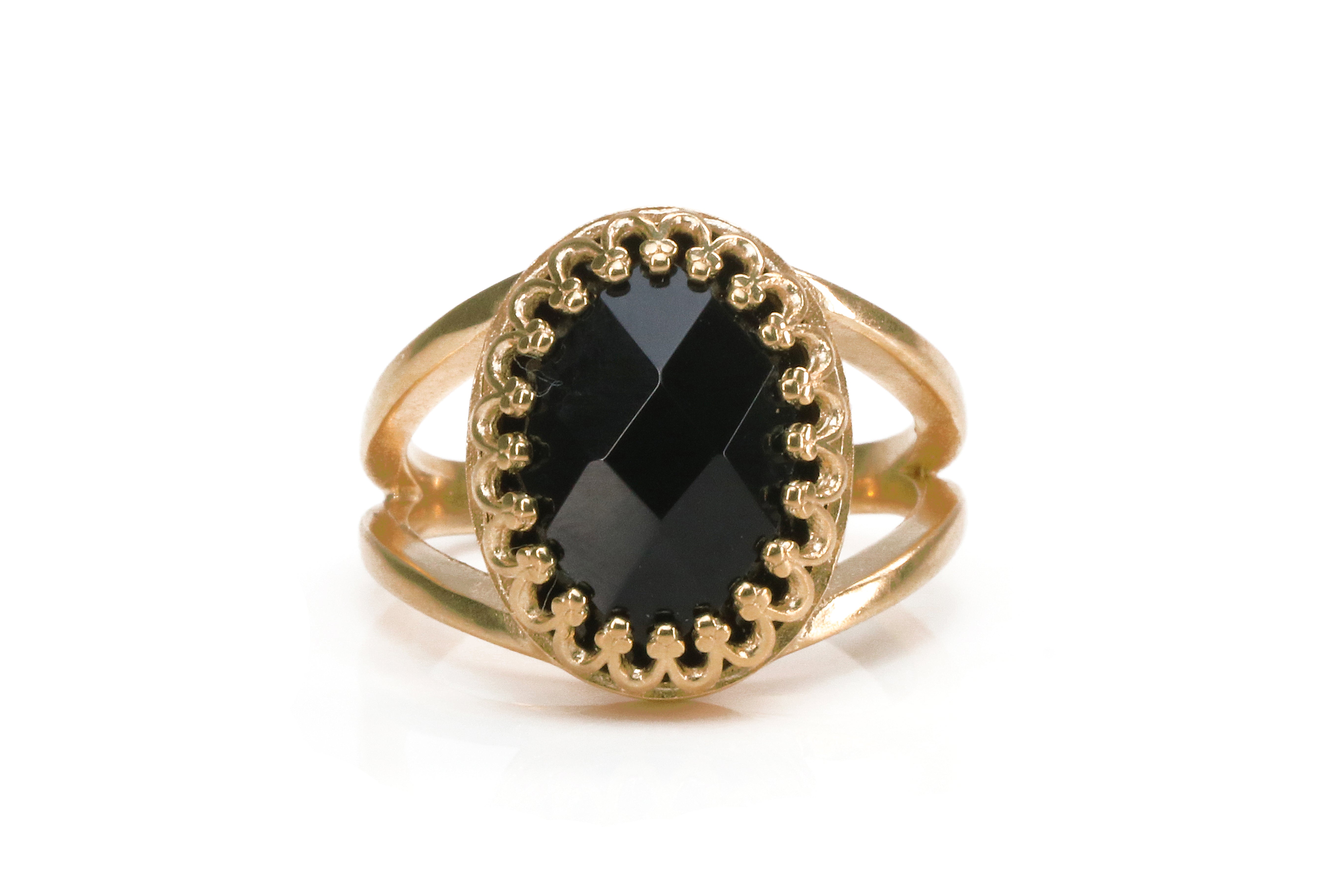 Oval Black Onyx Ring in Rose Gold Rings Anemone Jewelry