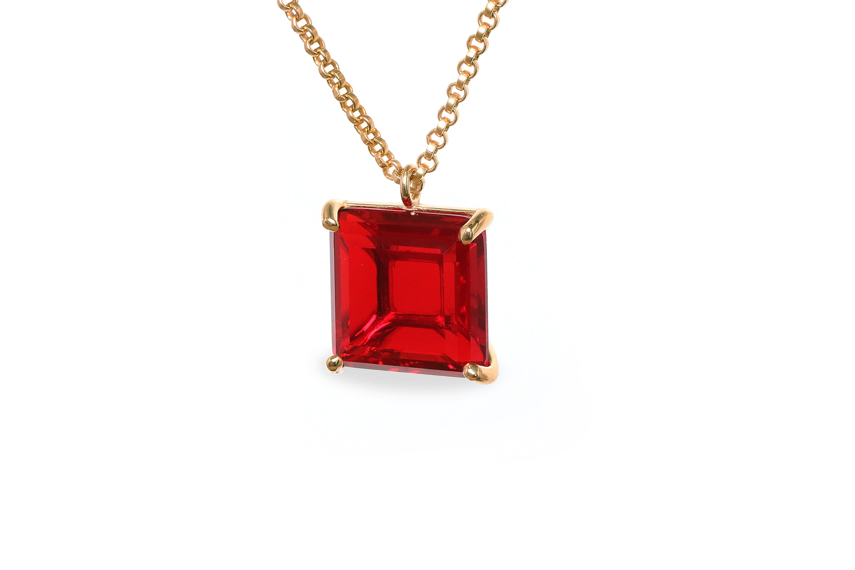 Square 16MM Ruby Necklace in Sterling Silver necklaces Anemone Jewelry