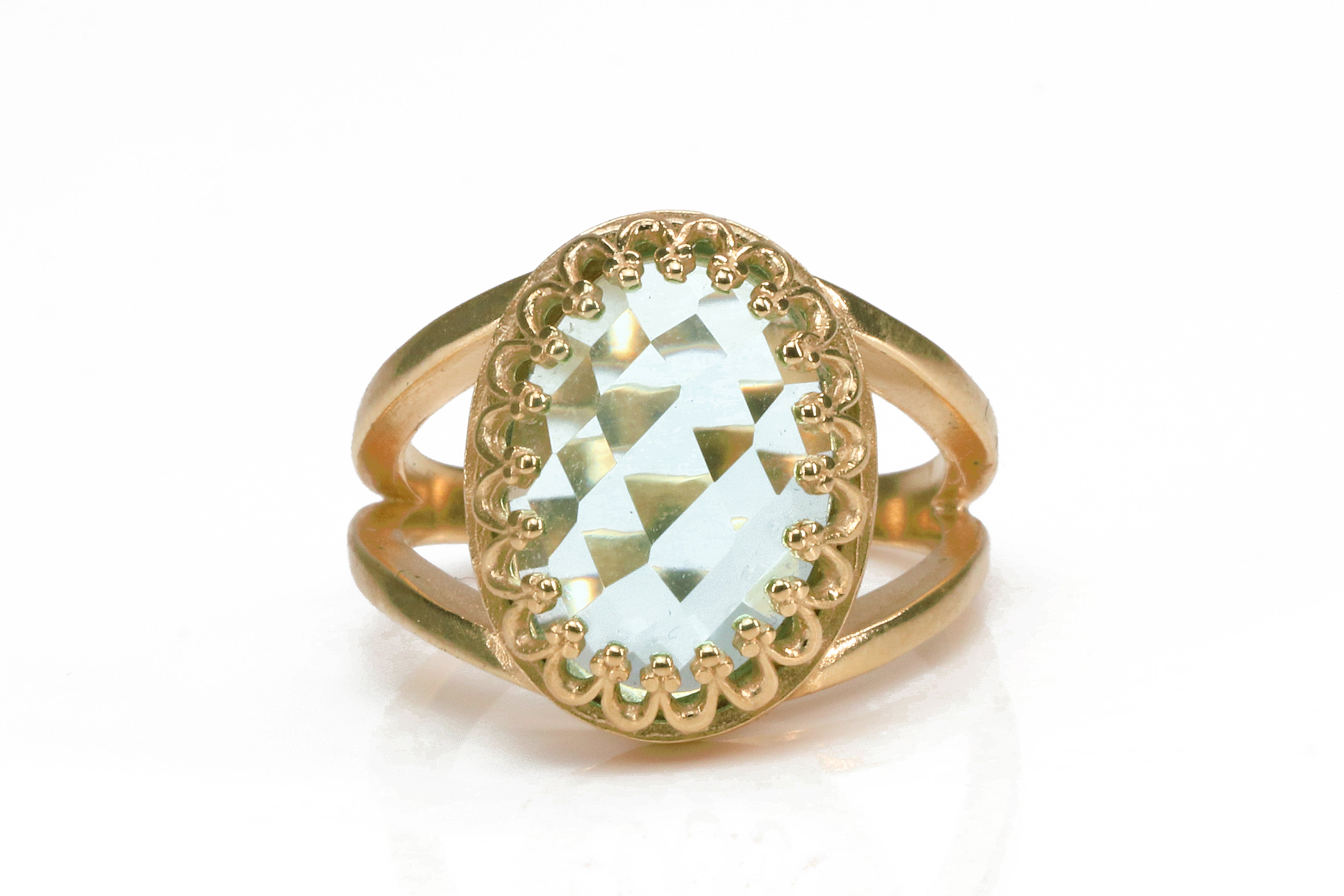 Bright Blue Topaz Ring in Rose Gold Rings Anemone Jewelry