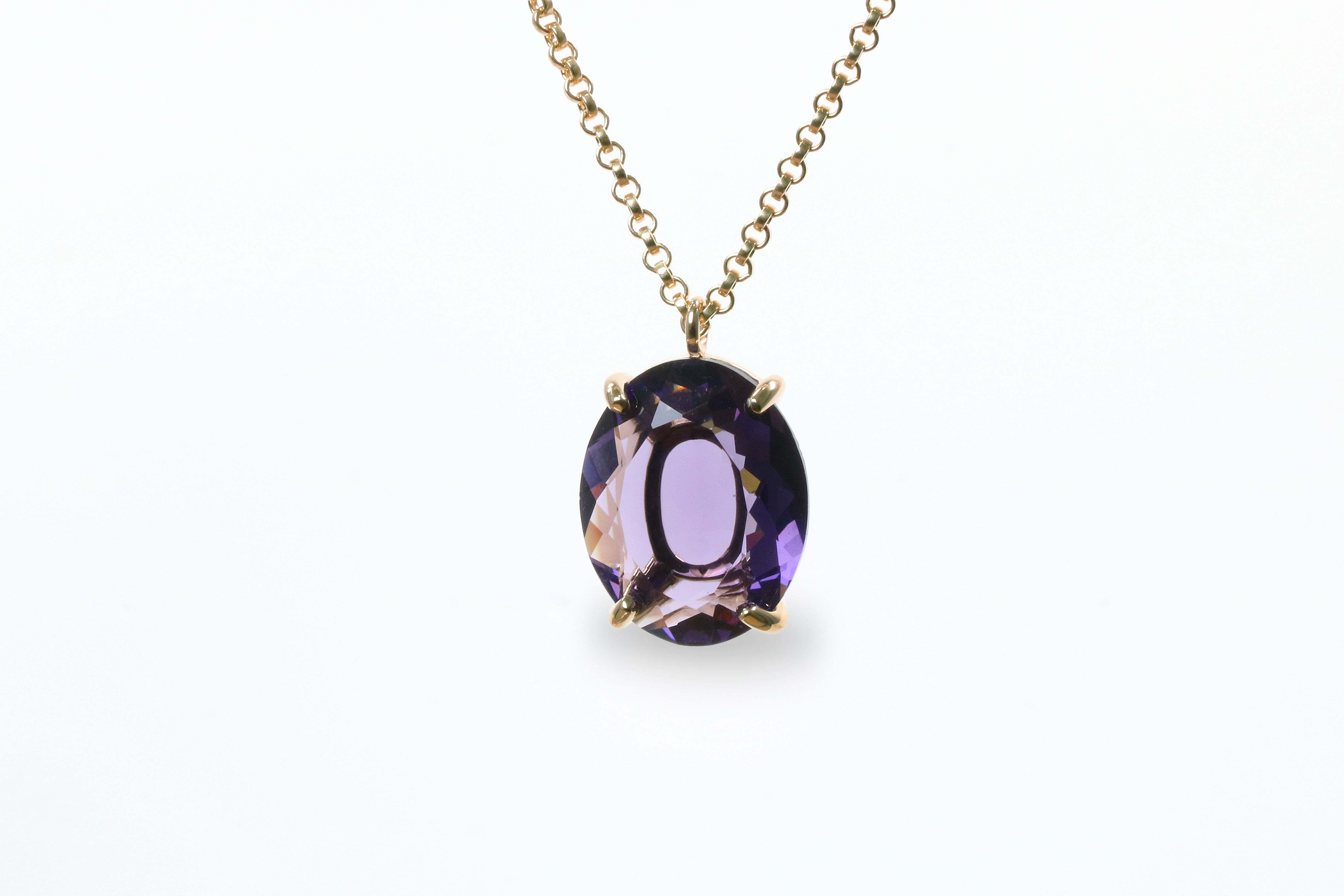 Oval Purple Amethyst Necklace in 14k Gold necklaces Anemone Jewelry
