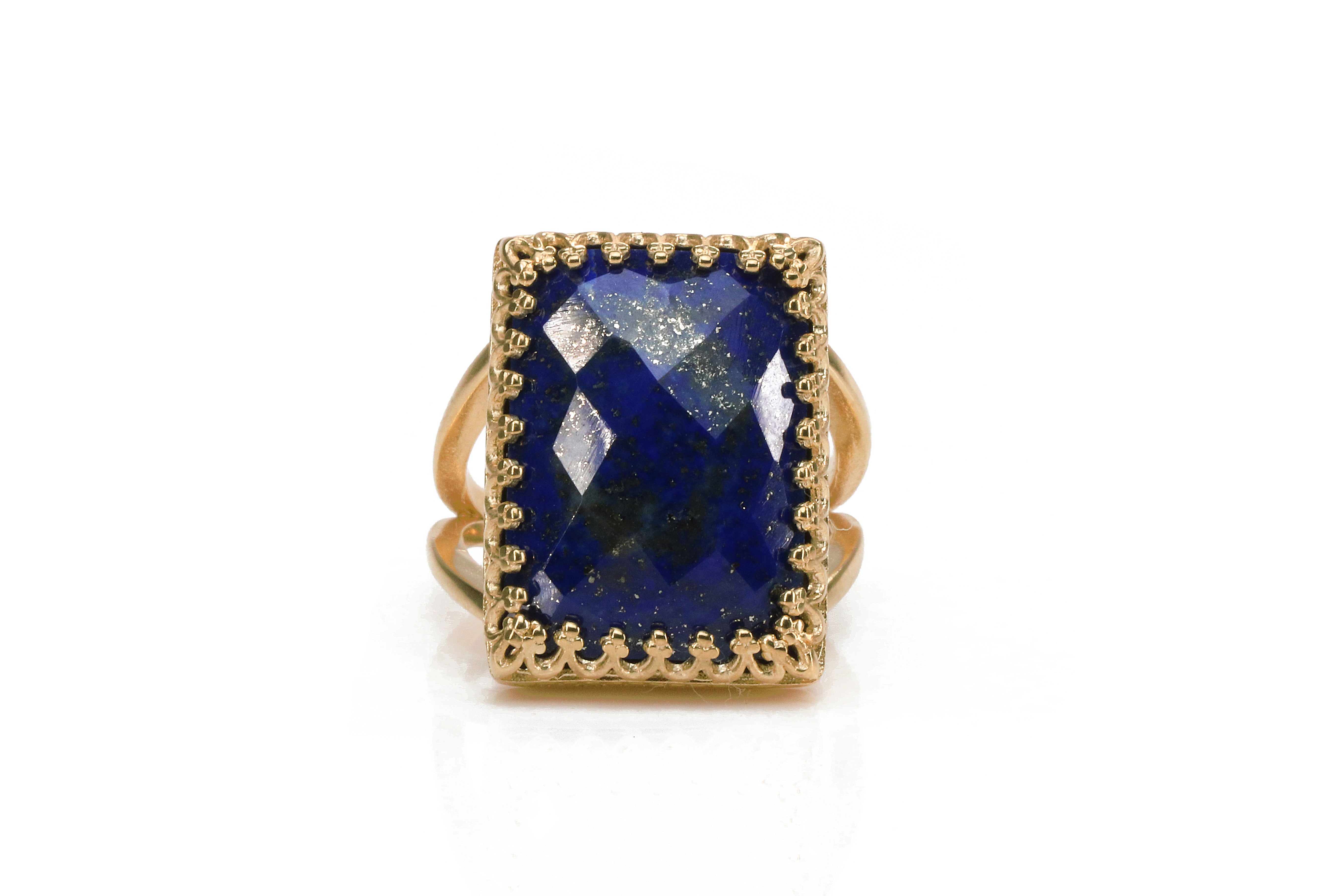 Lapis Lazuli Prong Ring Rose Gold Rings Anemone Jewelry