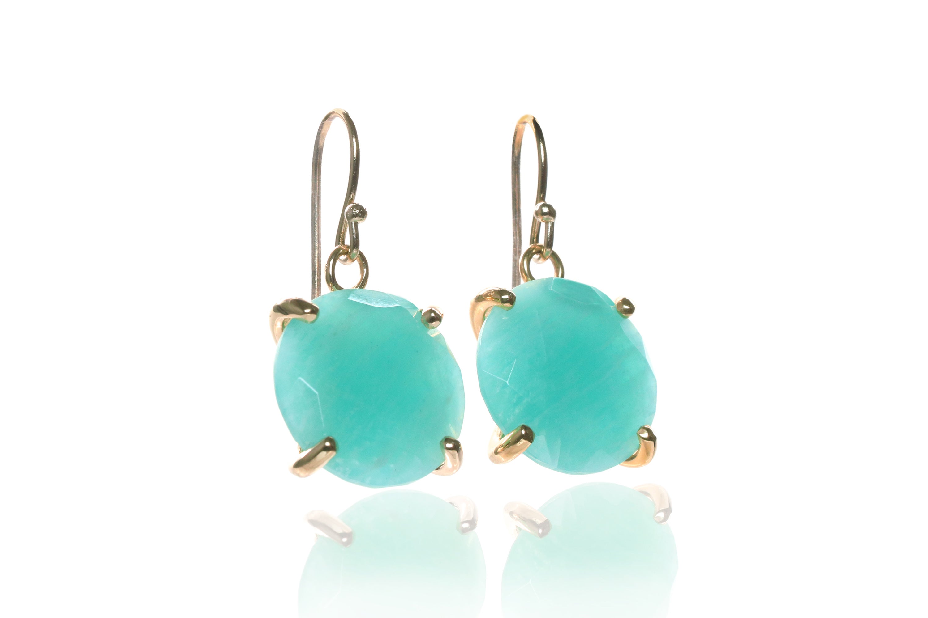 Vibrant Amazonite Gold Earrings Earrings Anemone Jewelry