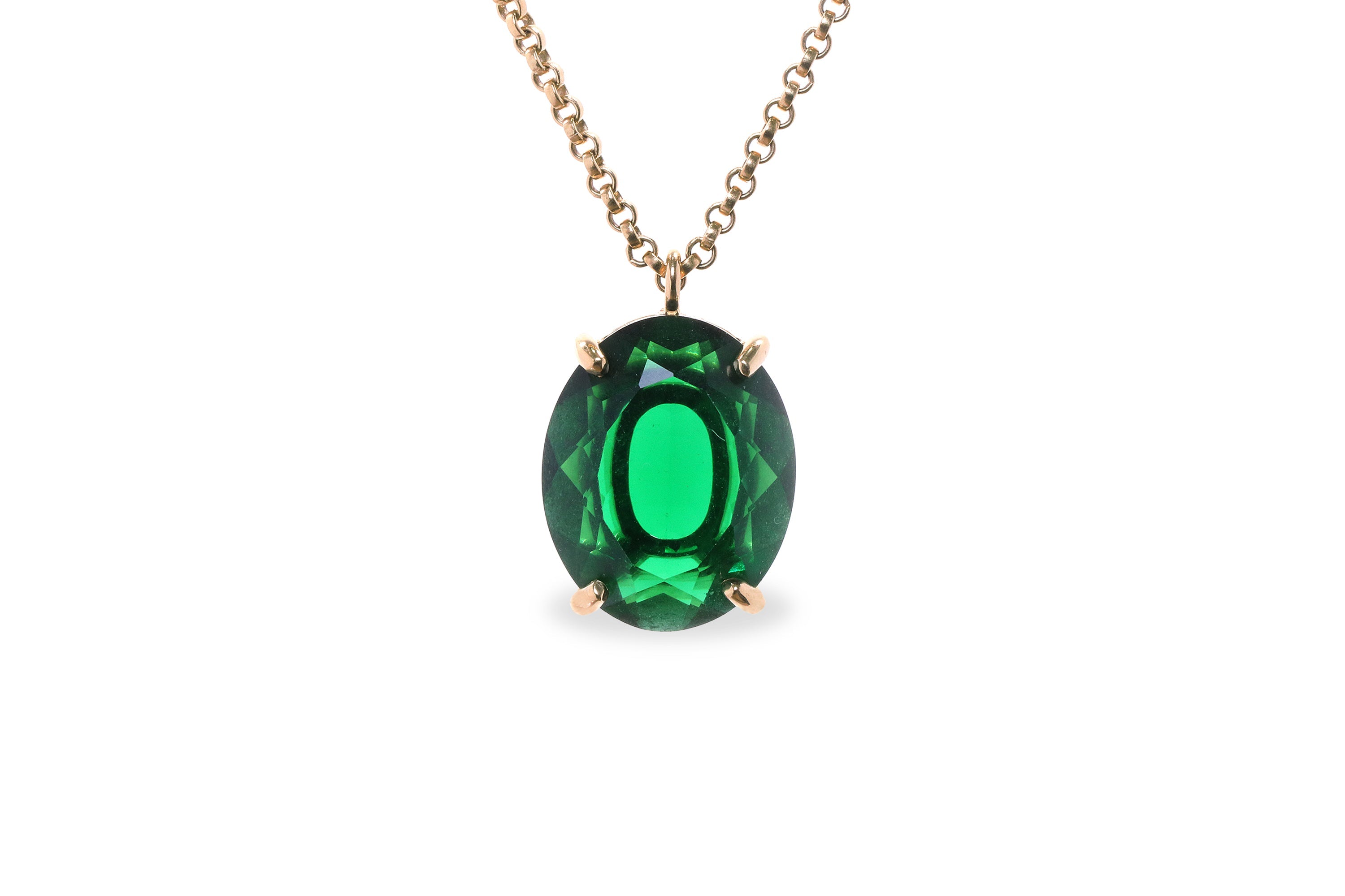 Emerald Statement Necklace in 14k Gold Filled necklaces Anemone Jewelry