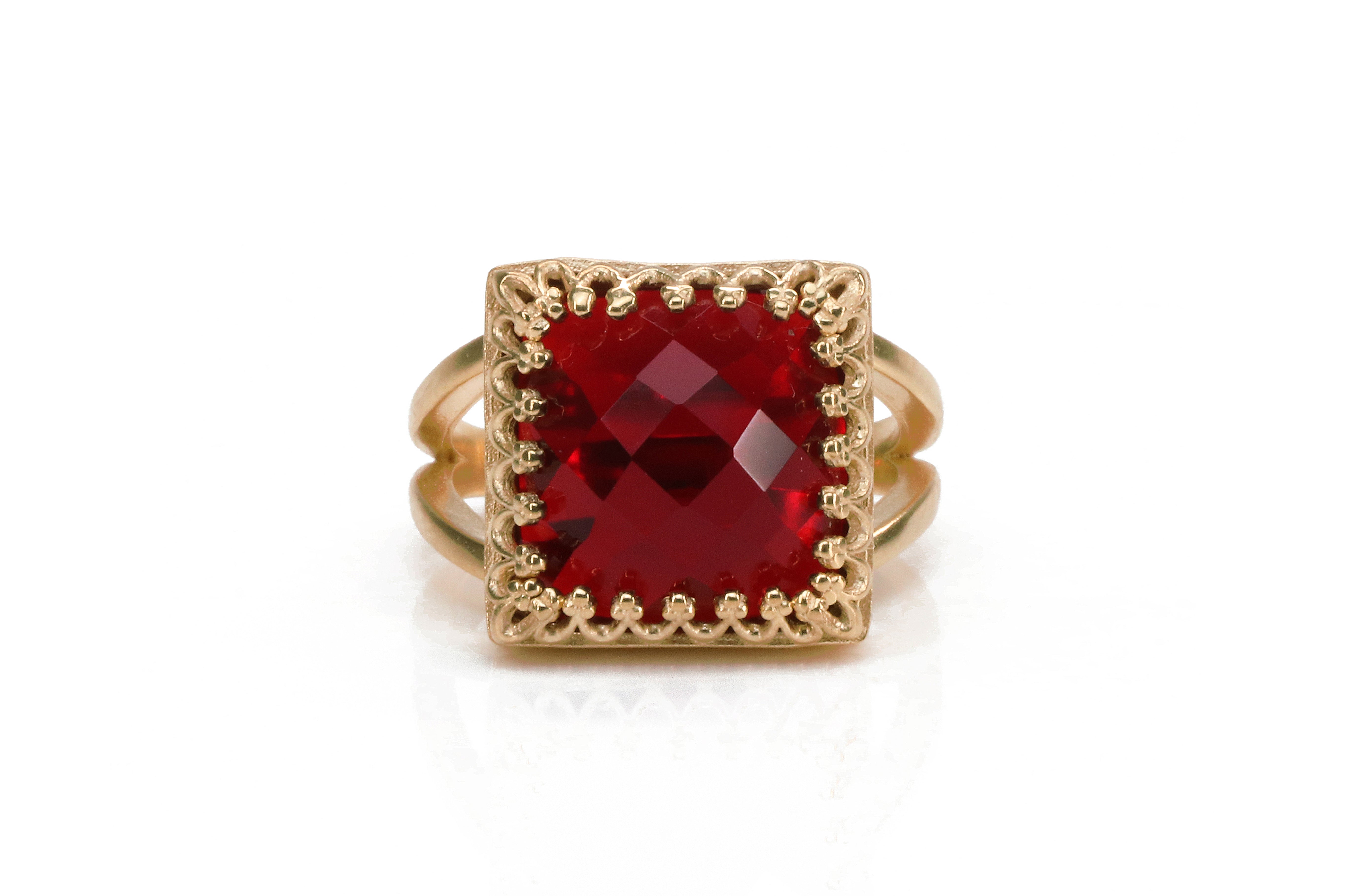 Red Garnet Birthstone Ring in 14k Rose Gold Rings Anemone Jewelry