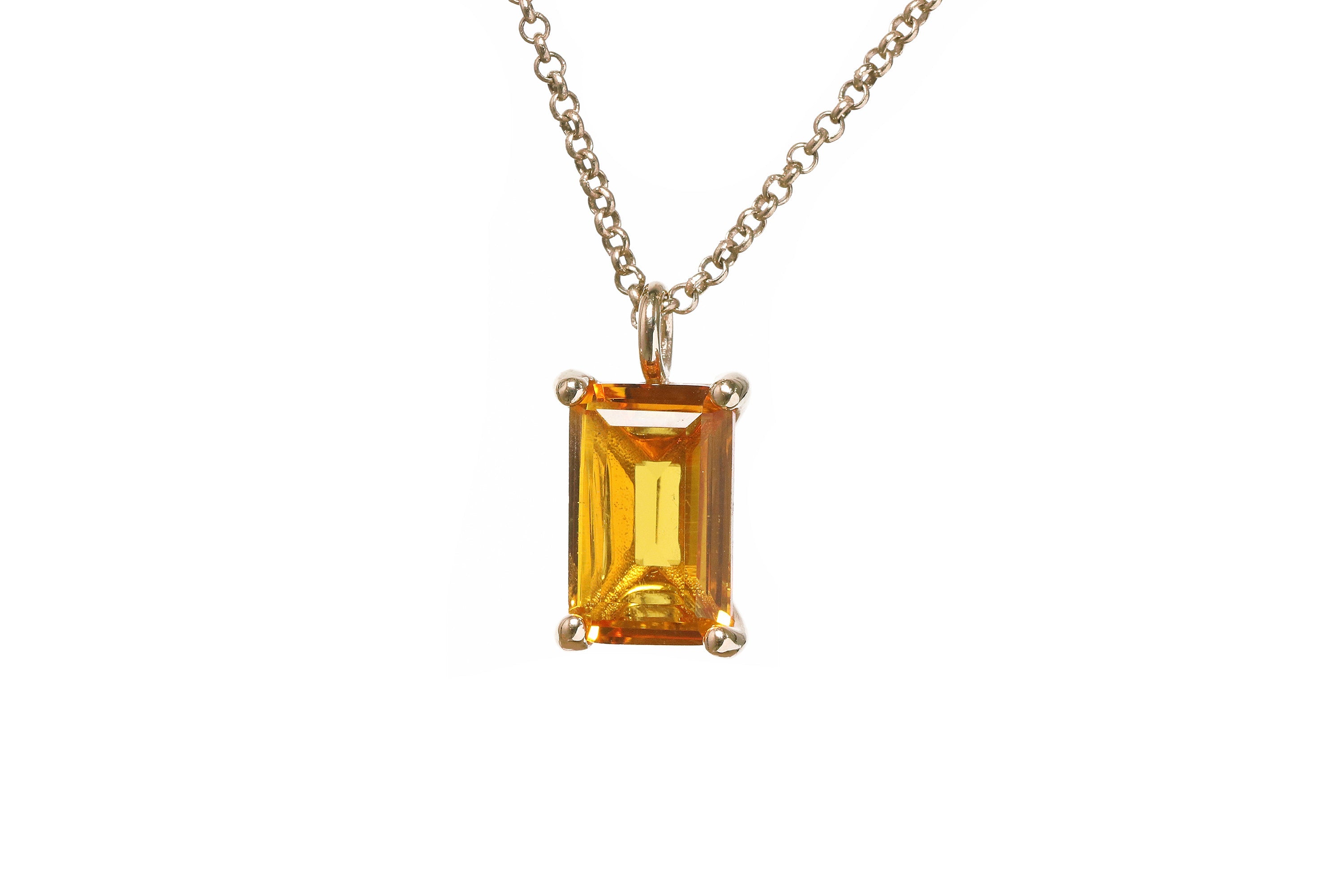 Warm Iridescence Citrine Gold Pendant Necklace necklaces Anemone Unique