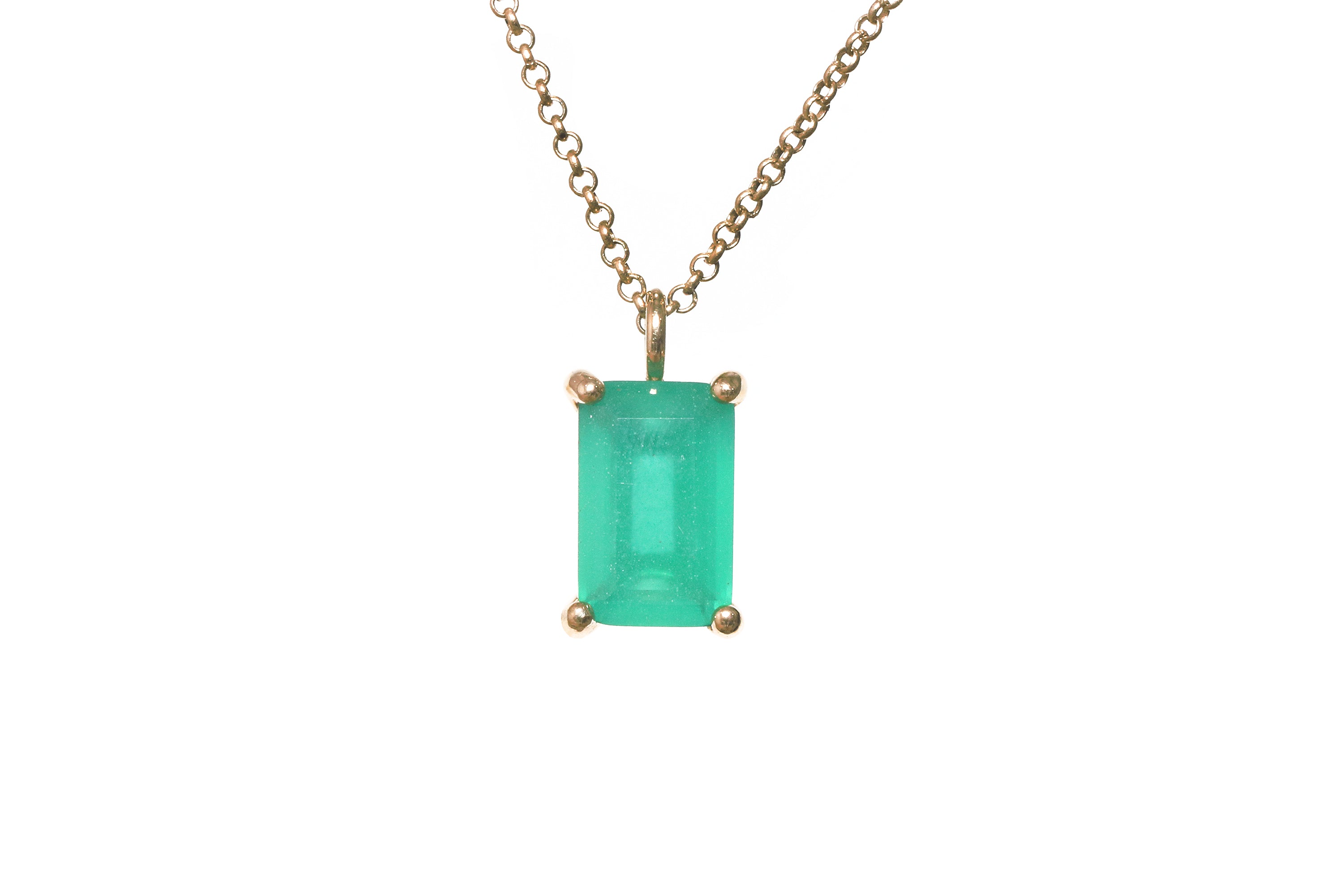 Vibrant Green Onyx Gold Necklace necklaces Anemone Unique