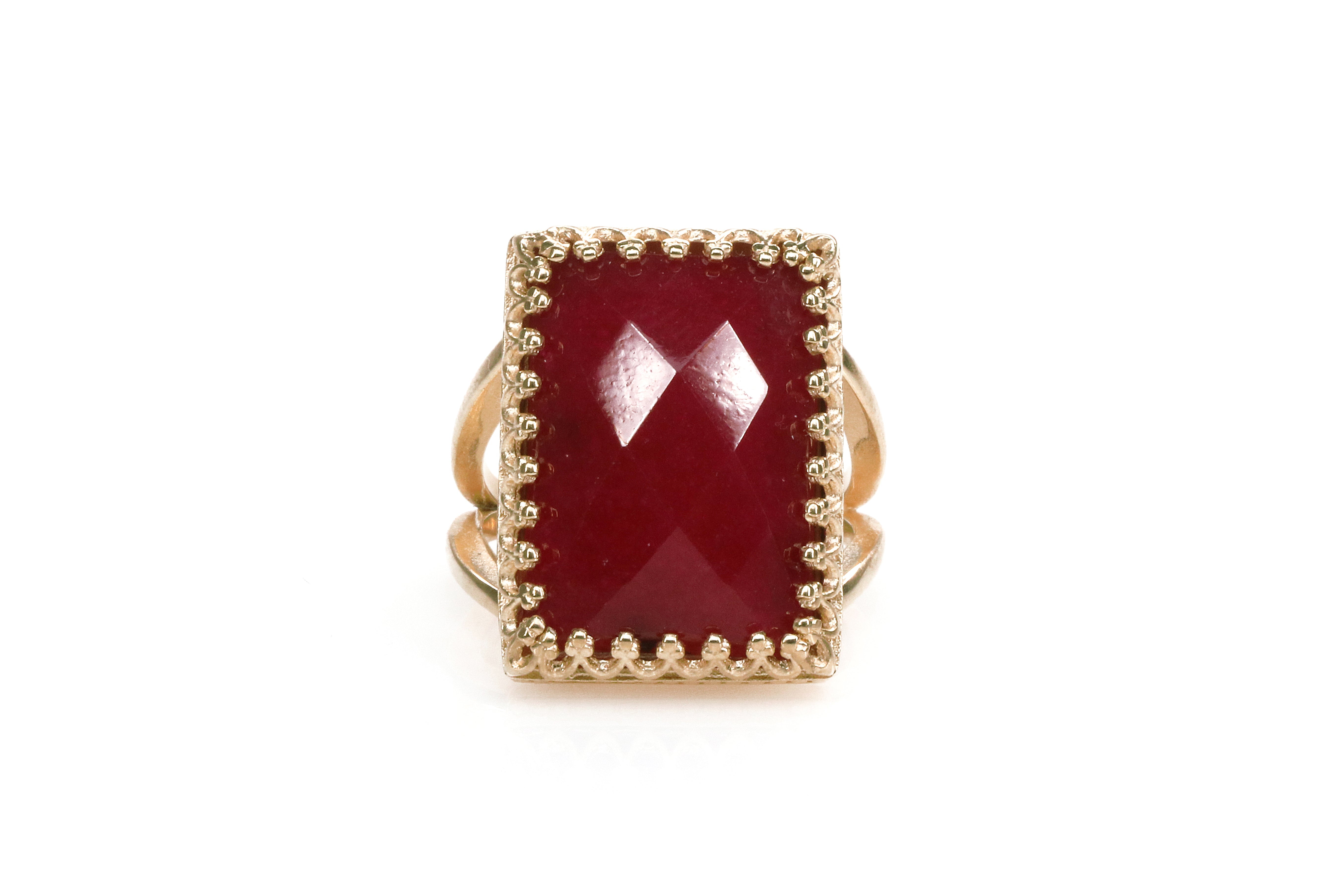 Bold Jade Ring in 14k Rose Gold Rings Anemone Jewelry