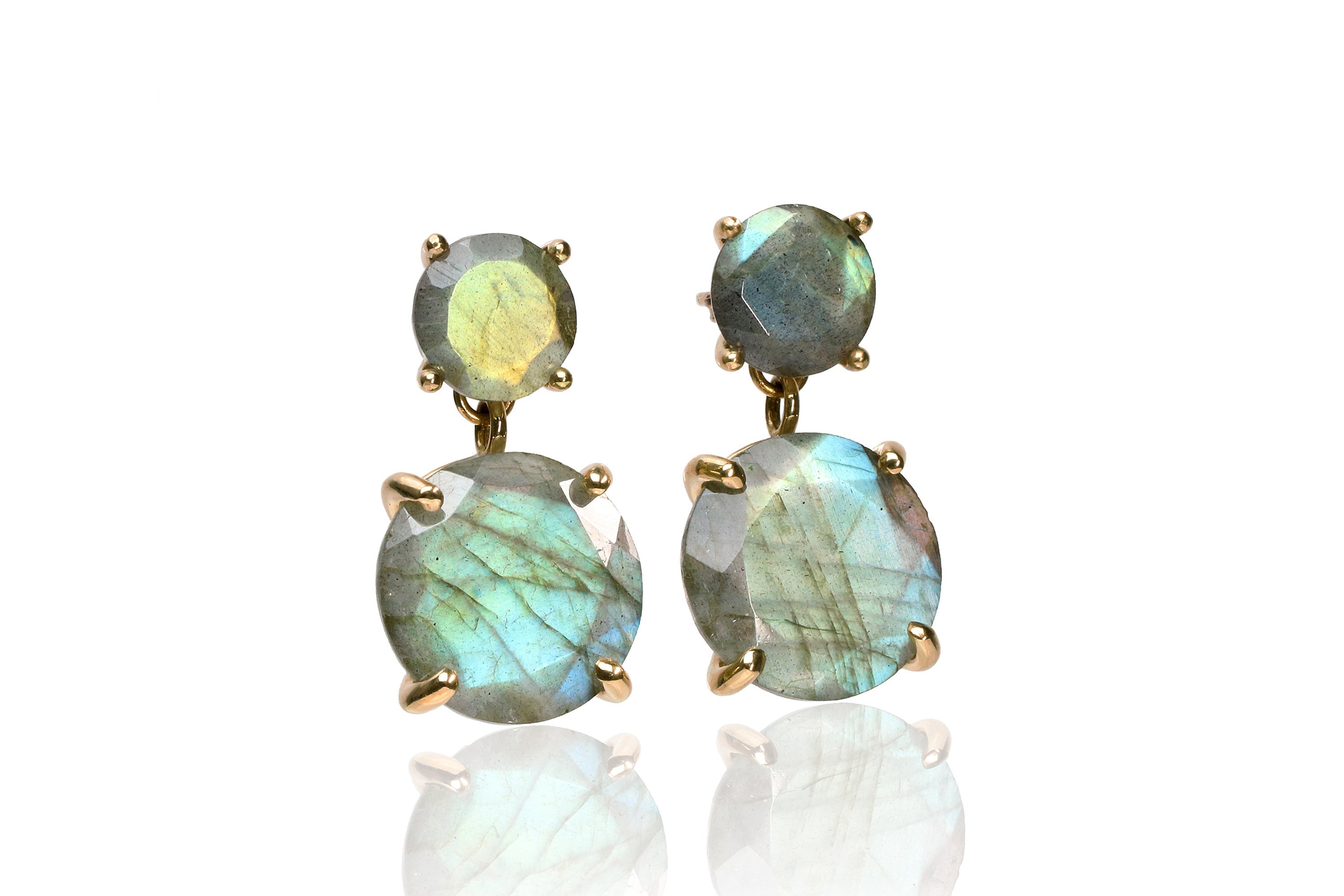 Statement Labradorite Earrings in Gold Earrings Anemone Jewelry