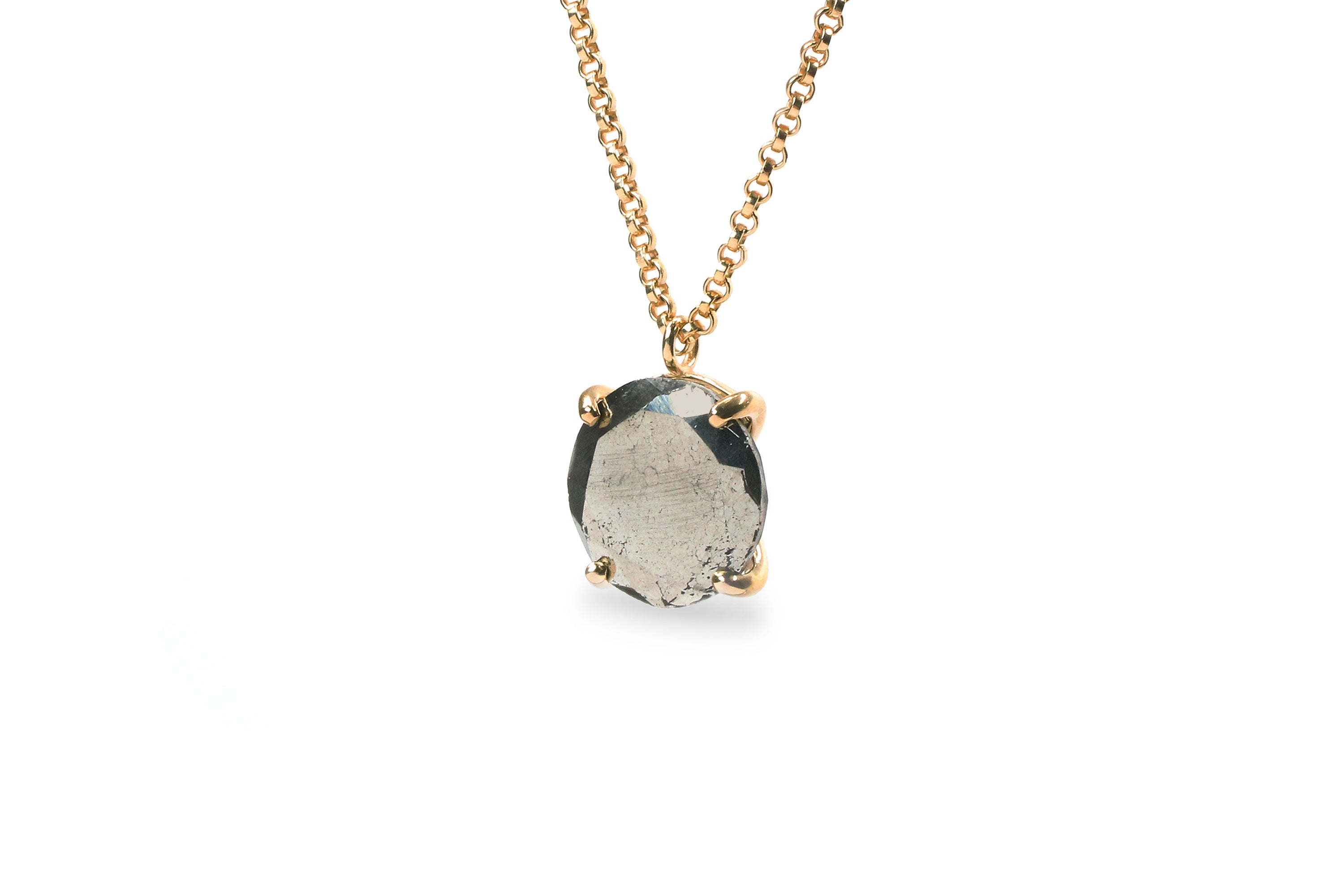 Handmade 16mm Raw Pyrite Necklace in 14k Gold necklaces Anemone Jewelry