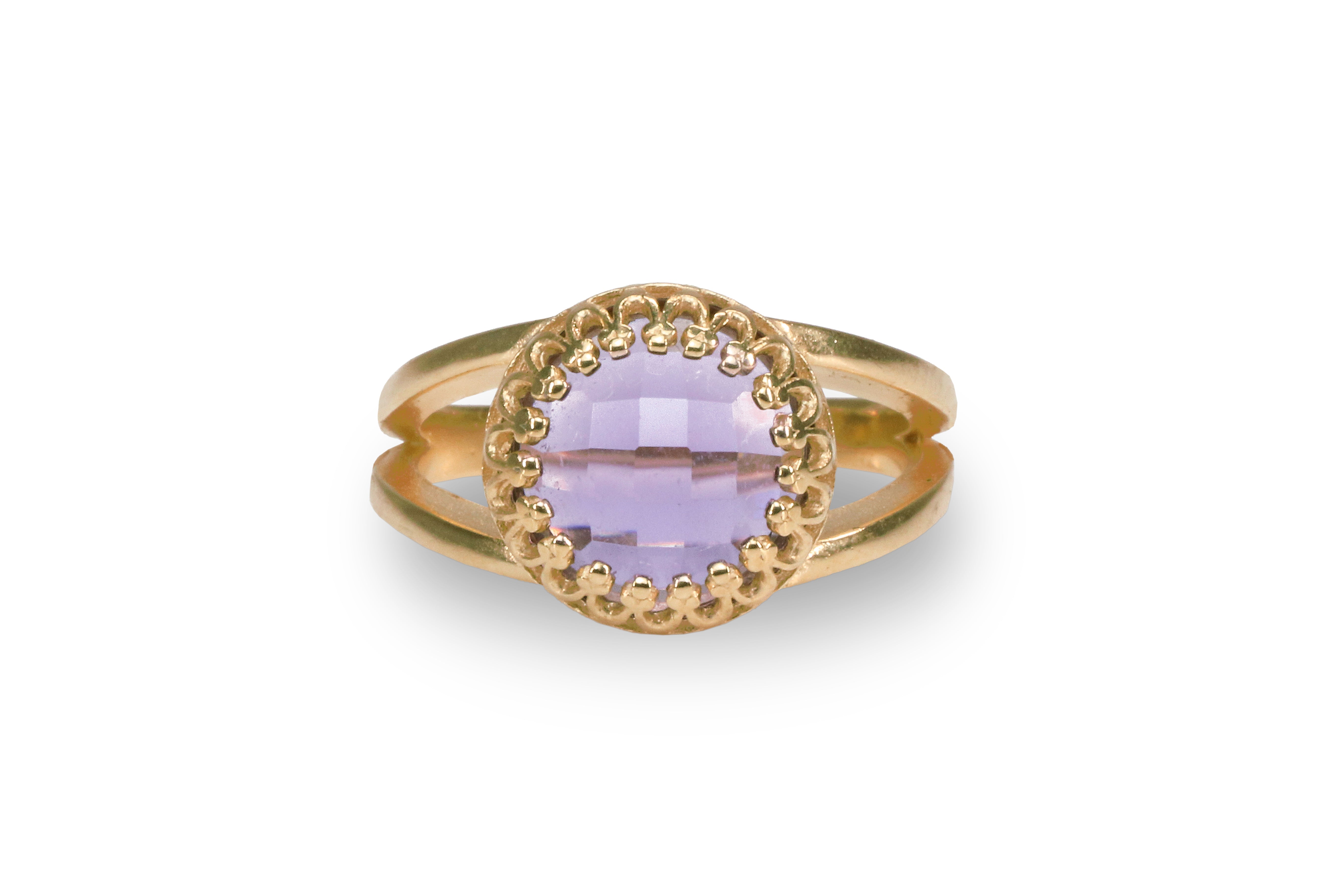 Amethyst Ring with 14k Rose Gold-filled Band Rings Anemone Jewelry