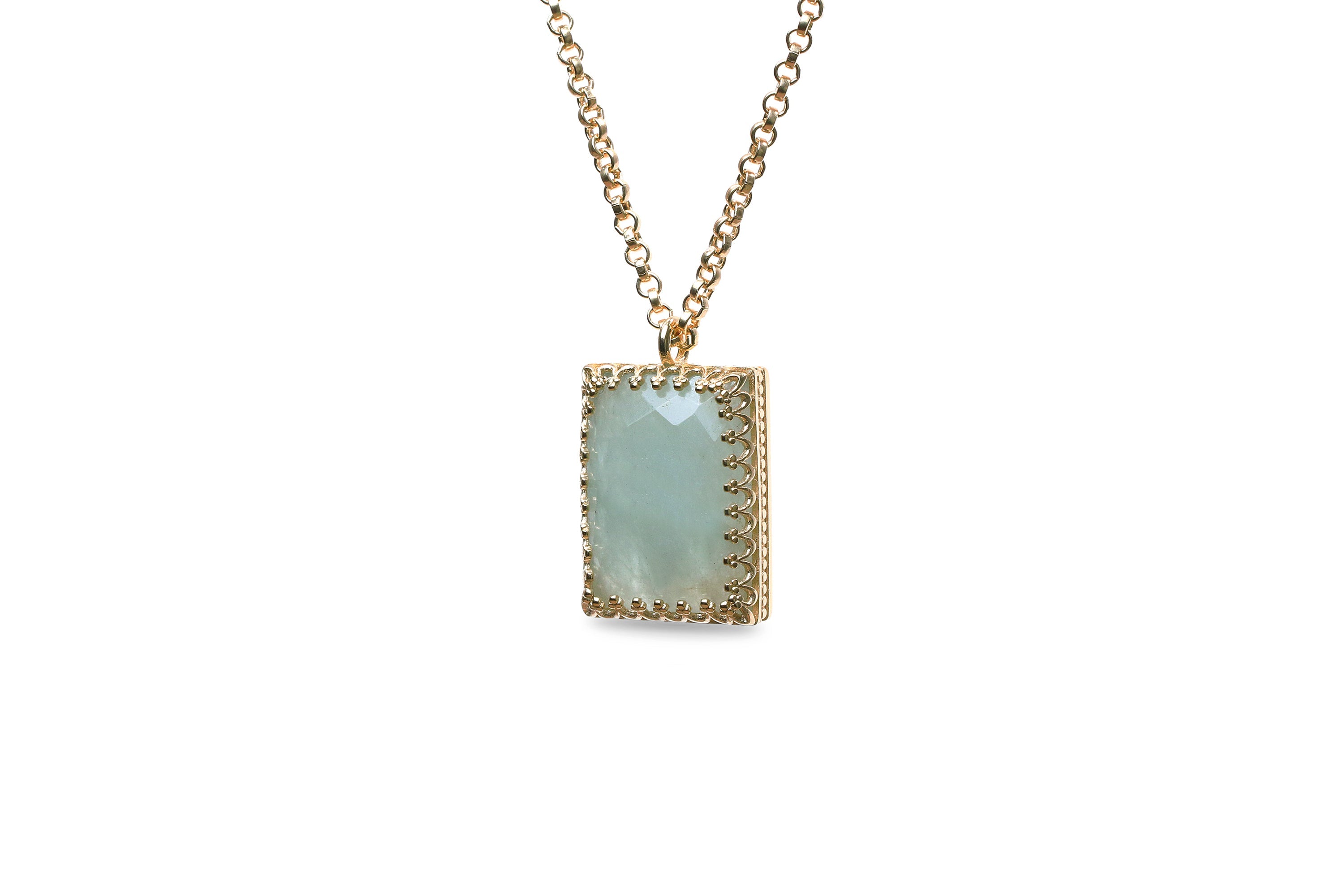 Statement Aquamarine Pendant Necklace necklaces Anemone Jewelry