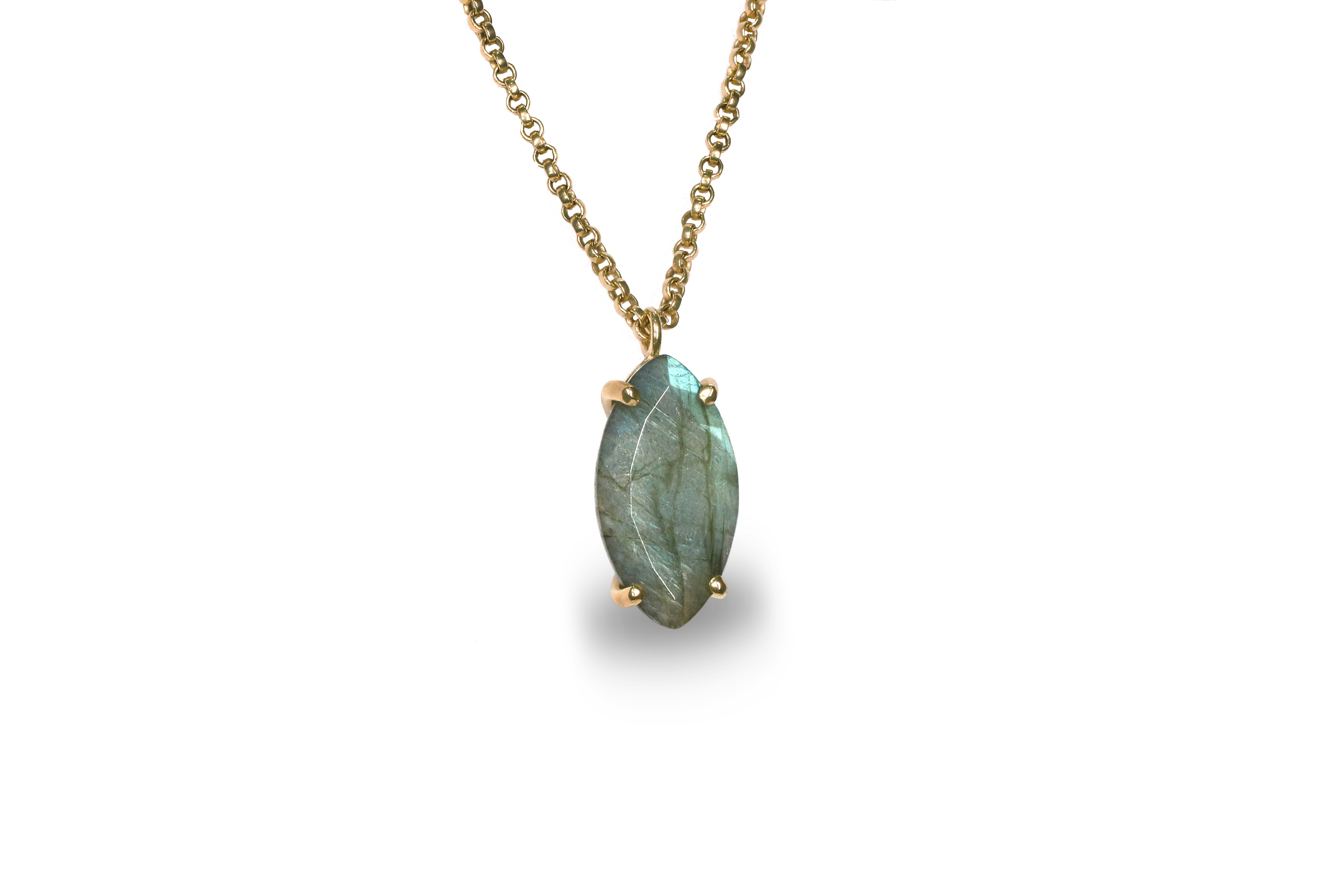 Fascinating Marquise Labradorite Necklace in 14k Gold Filled necklaces Anemone Jewelry