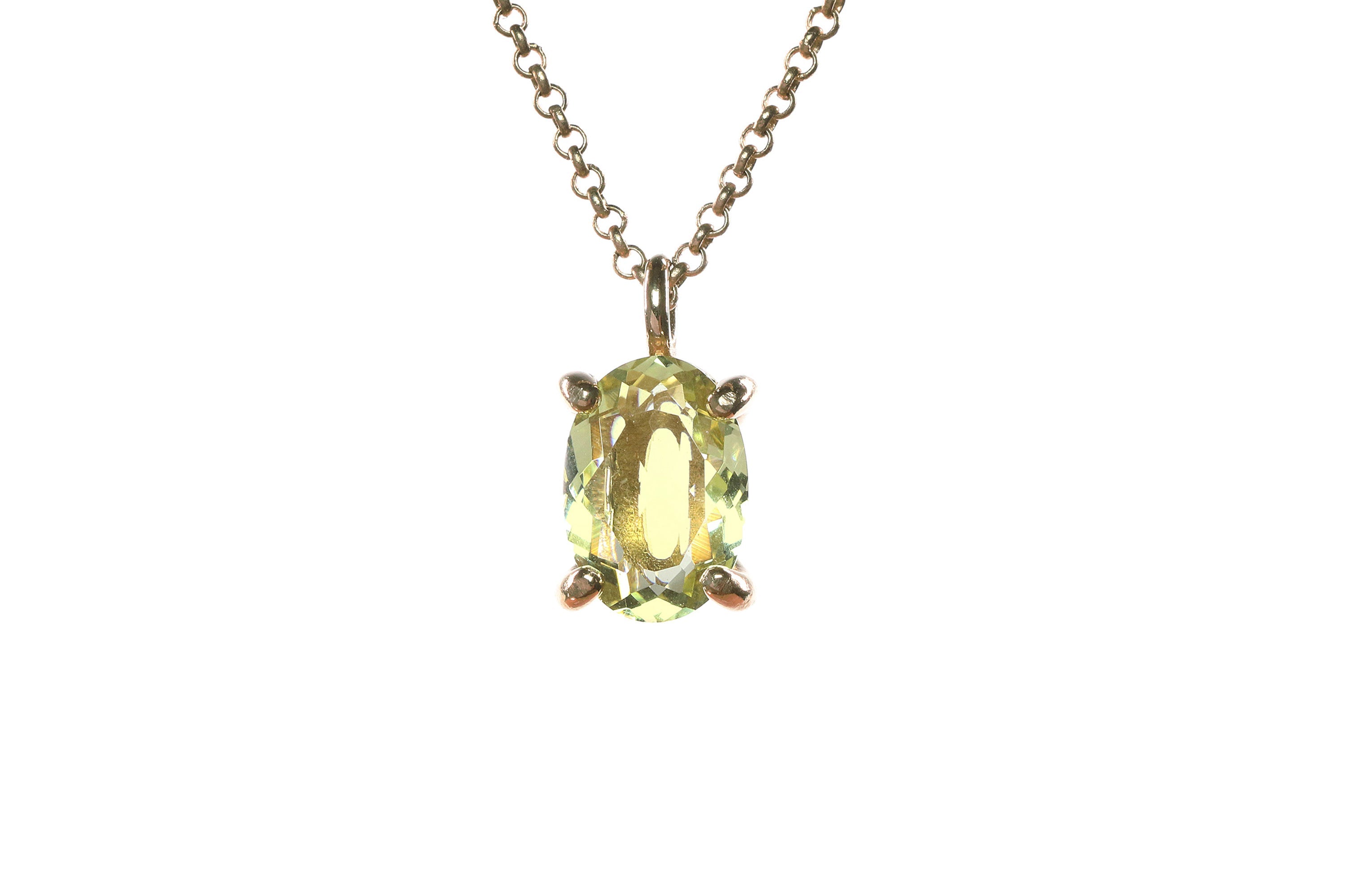 Lemon Quartz Crystal Gold Necklace necklaces Anemone Unique
