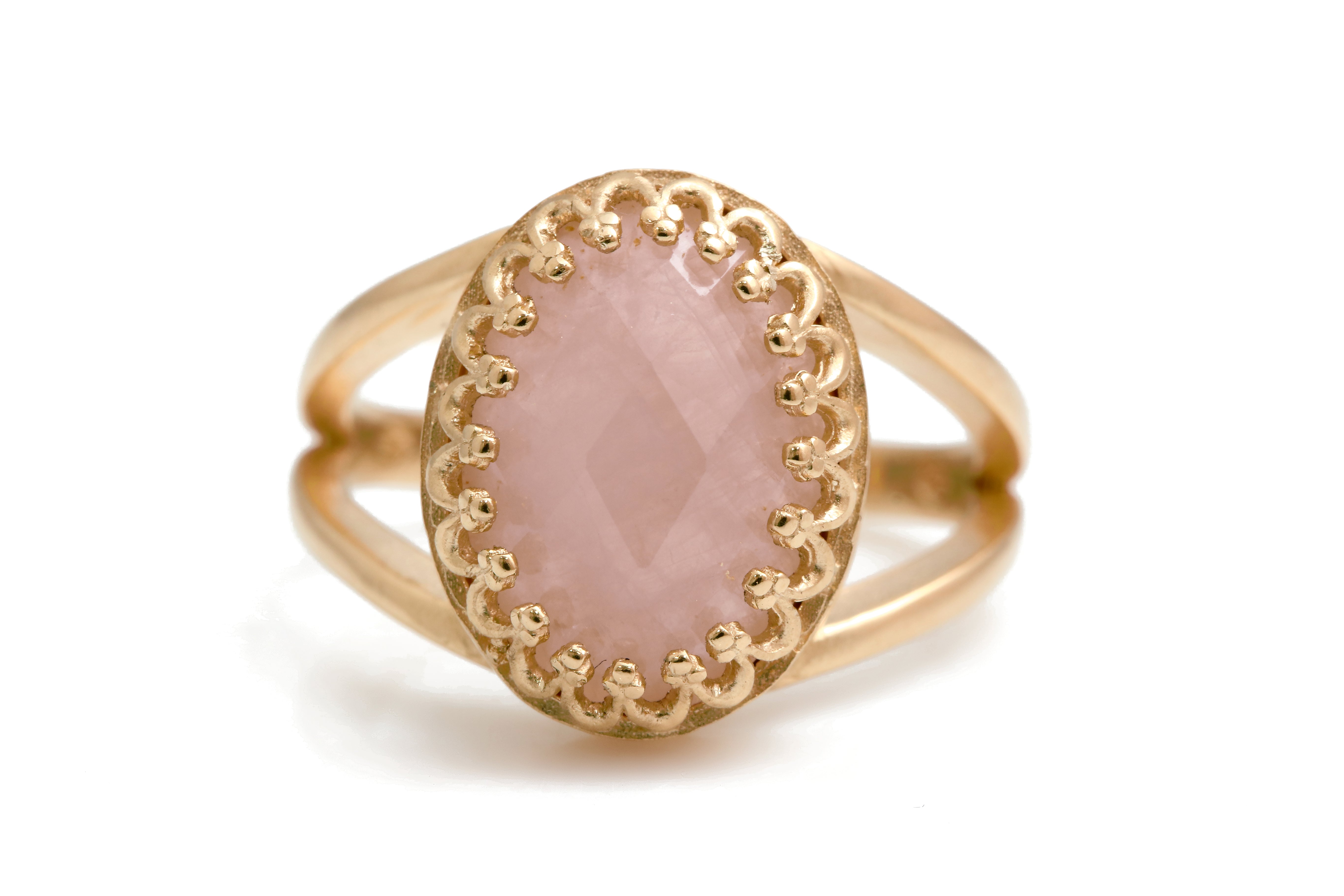 Gorgeous Rose Quartz Ring with 14K Rose Gold-filled Band Rings Anemone Jewelry