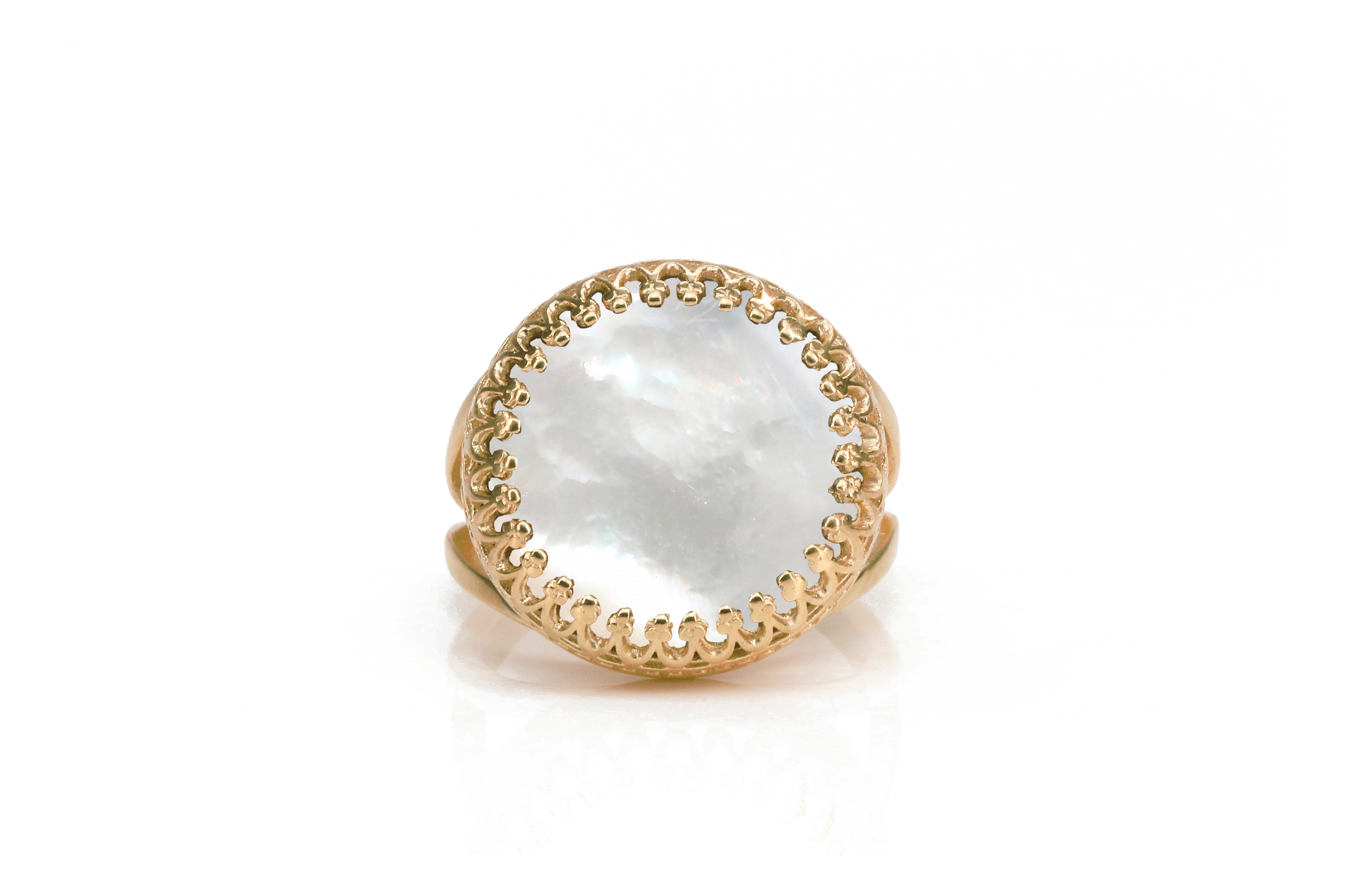 Classy Mother of Pearl Rose Gold Ring Rings Anemone Jewelry