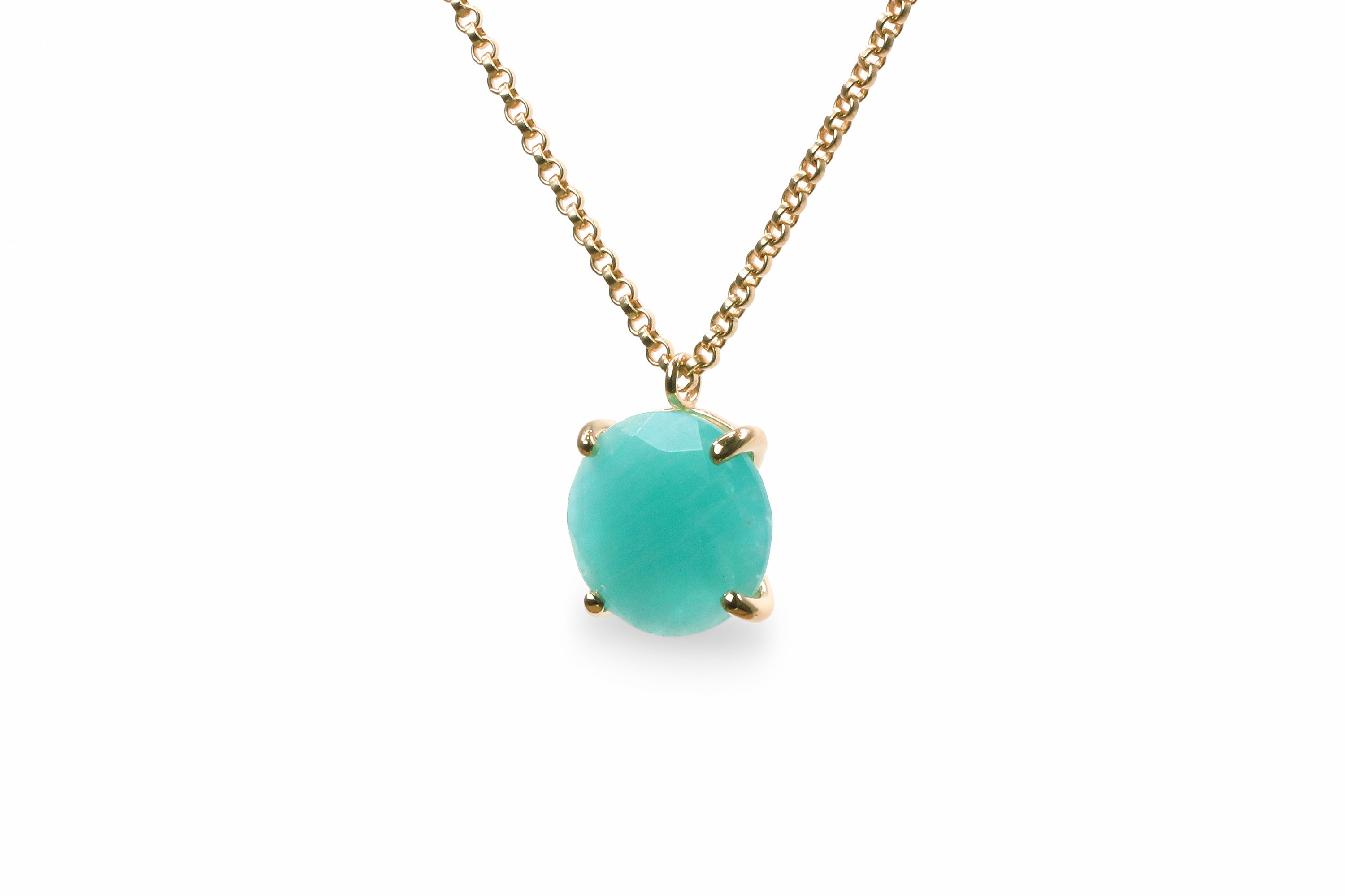 Yellow Gold Necklace with Amazonite Pendant necklaces Anemone Jewelry