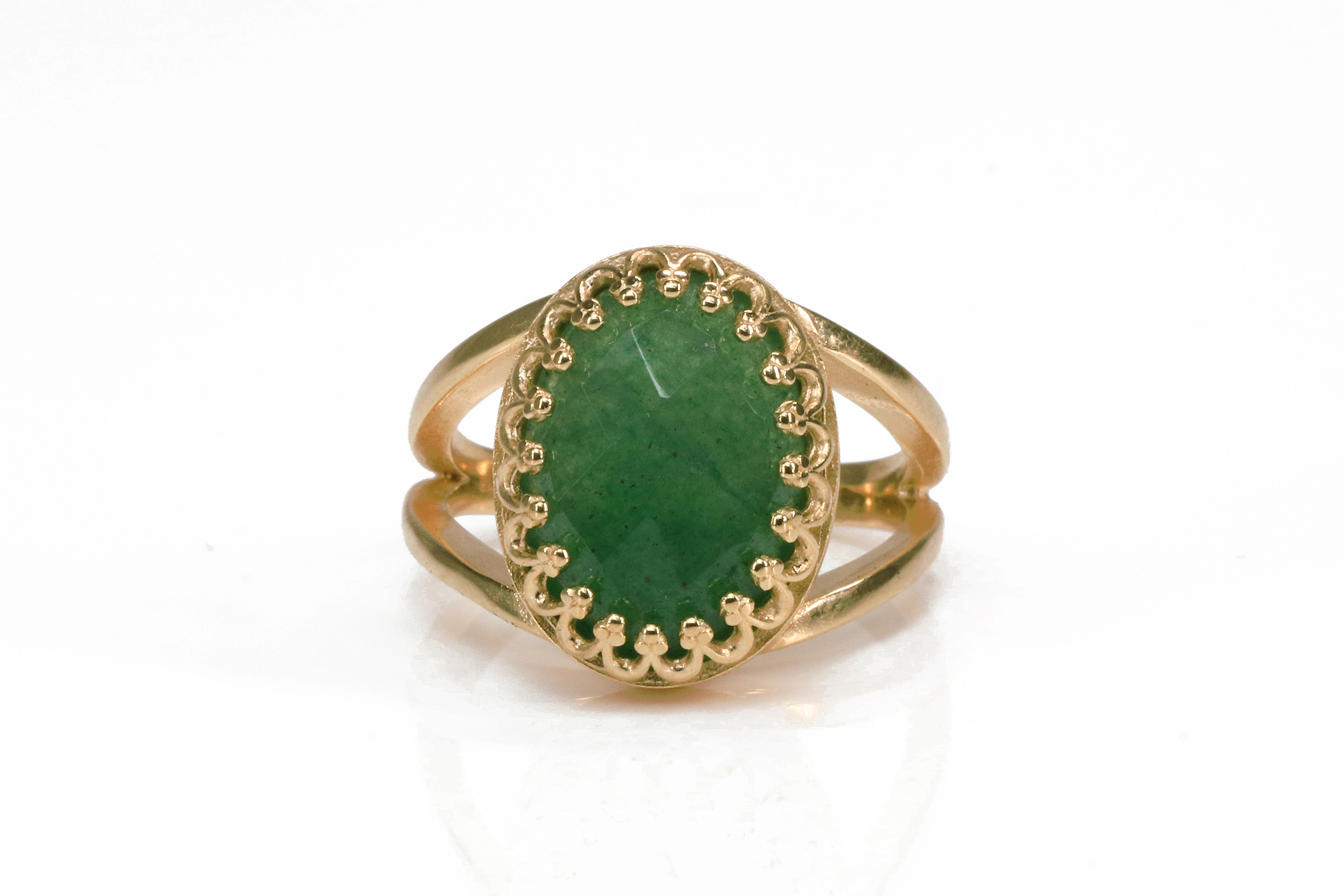 14K Rose Gold-filled with Aventurine Ring Rings Anemone Jewelry