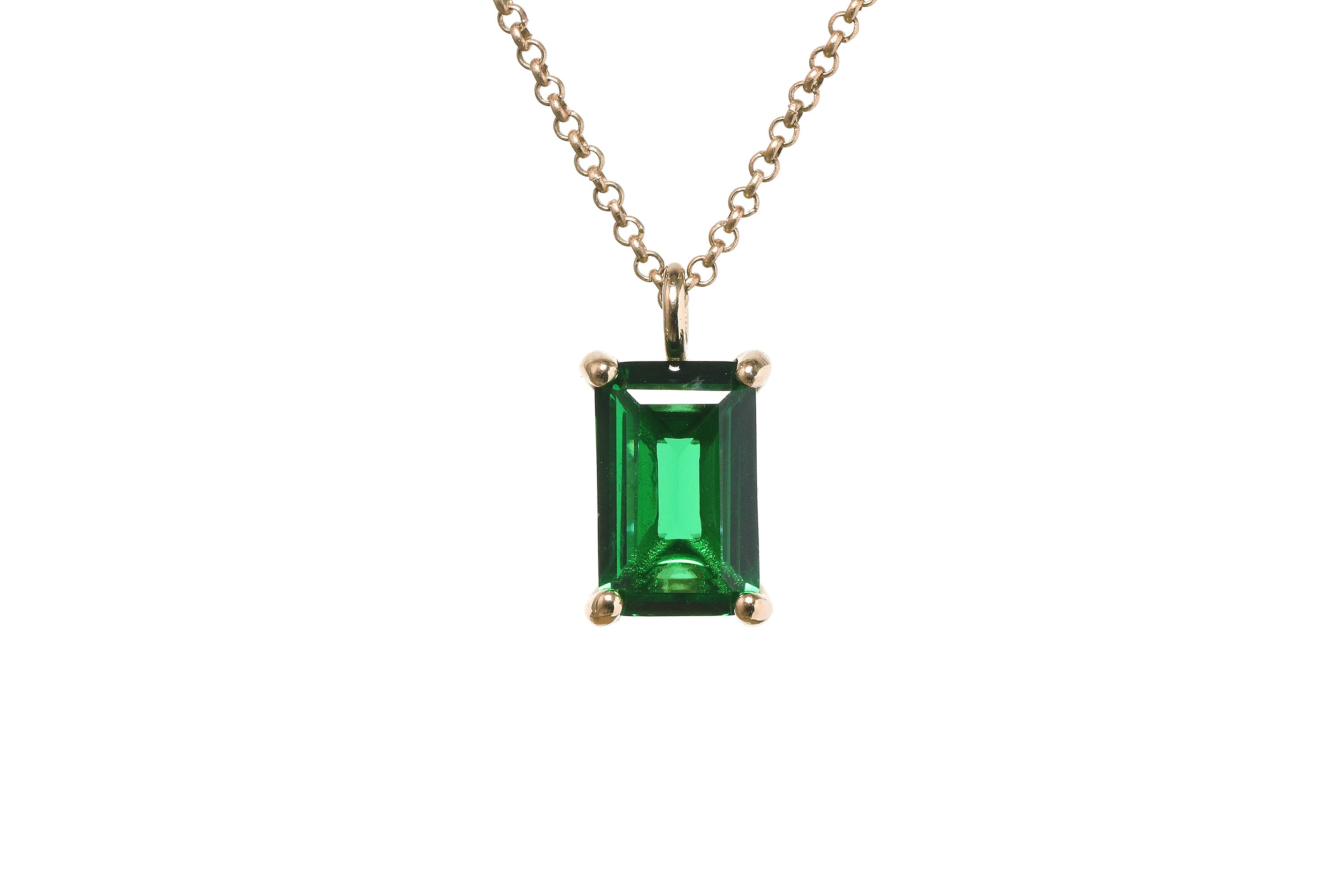 Rectangle Emerald Necklace in Gold necklaces Anemone Unique