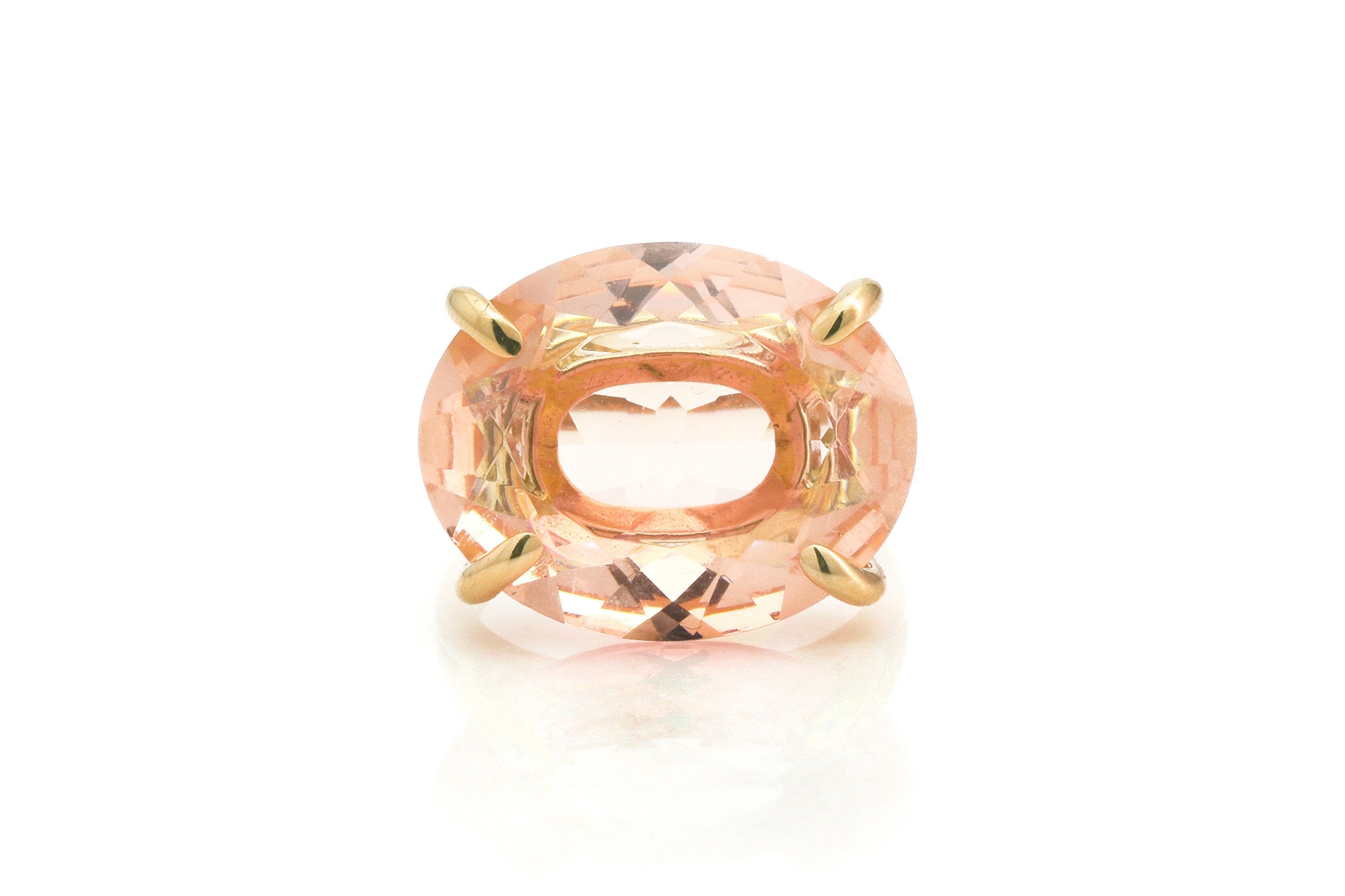 Handcrafted Statement Oval Morganite Ring in Rose Gold Rings Anemone Jewelry