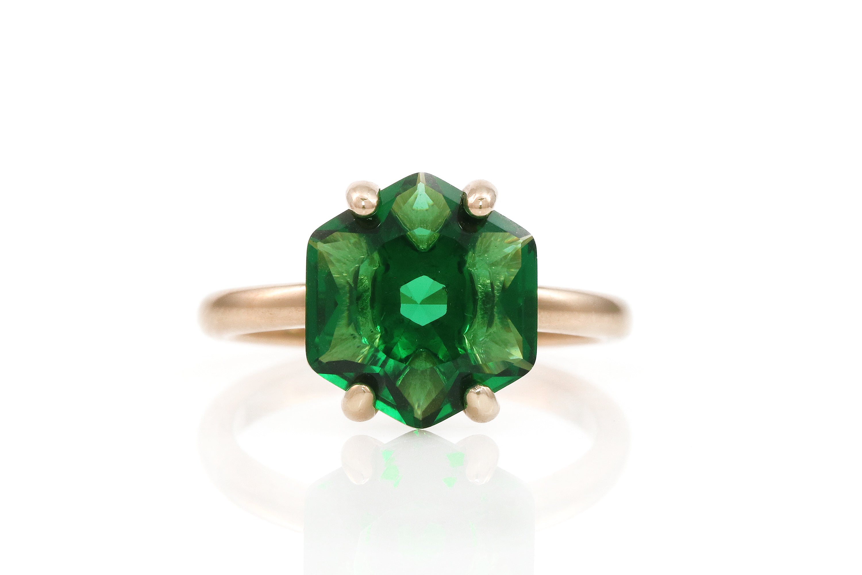 Artisan Rose Gold Emerald Ring Rings Anemone Unique