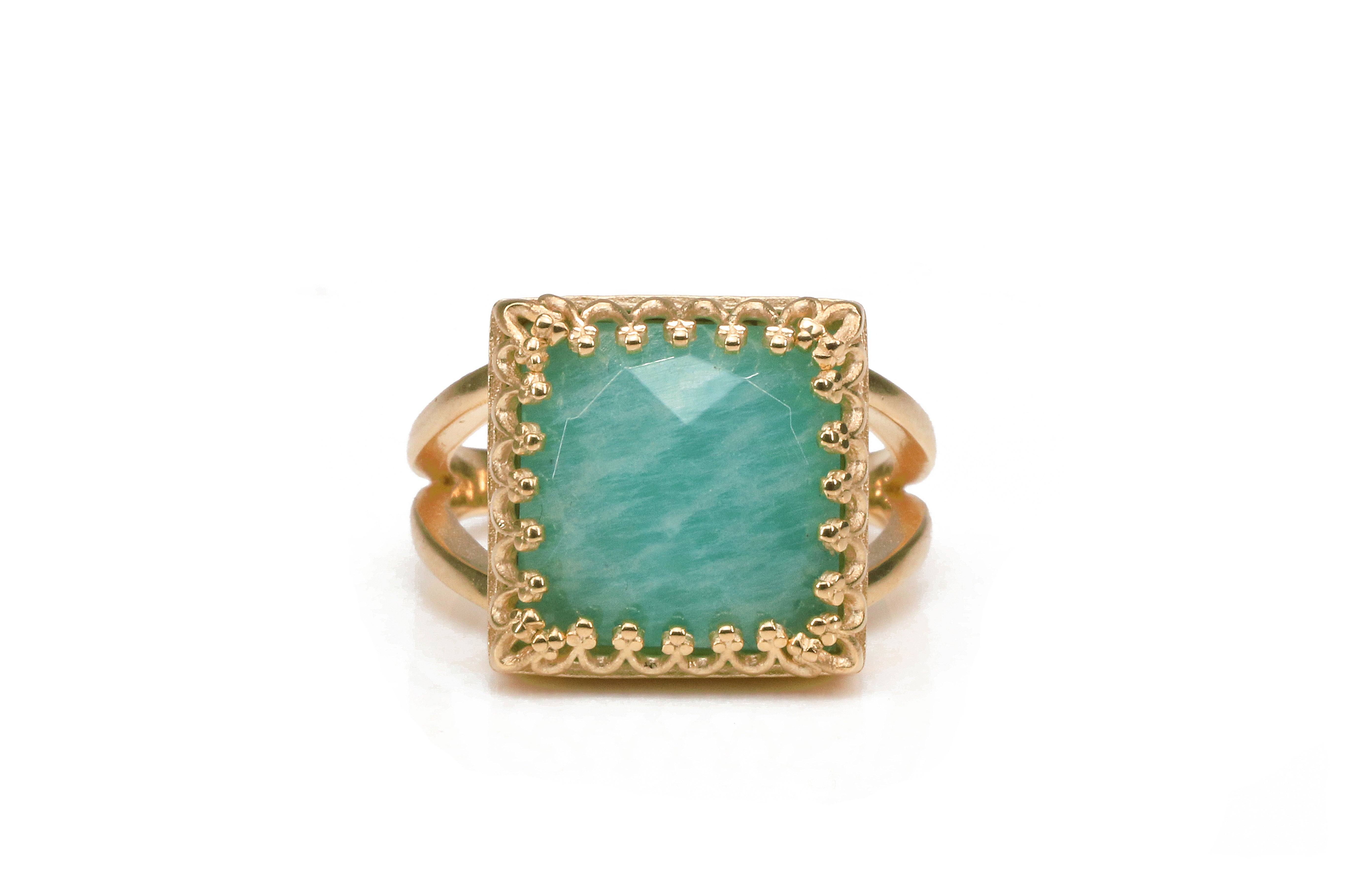 Customizable Amazonite Rose Gold Ring Rings Anemone Jewelry