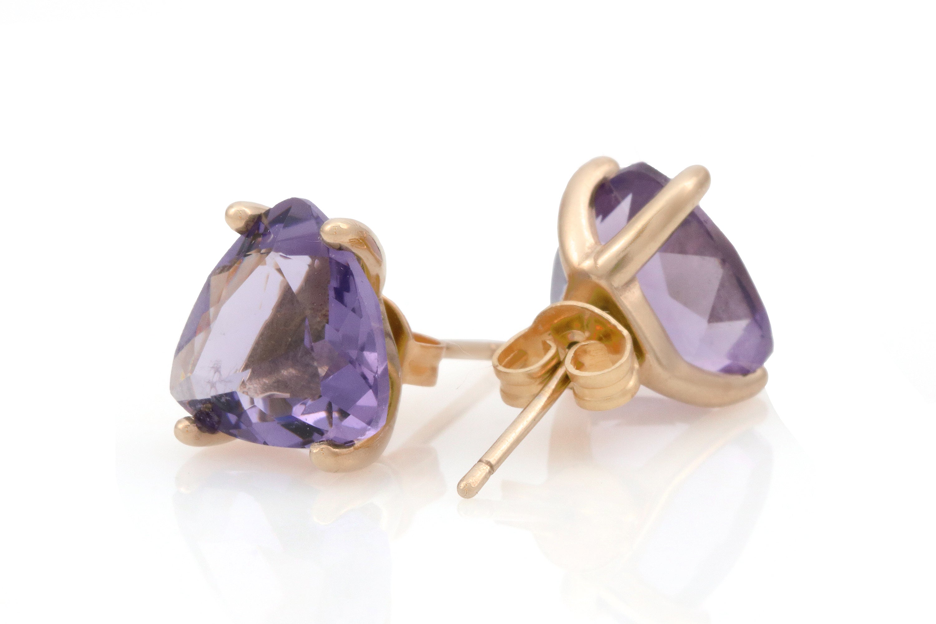 Gold Filled Purple Amethyst Trillion Earrings Earrings Anemone Unique