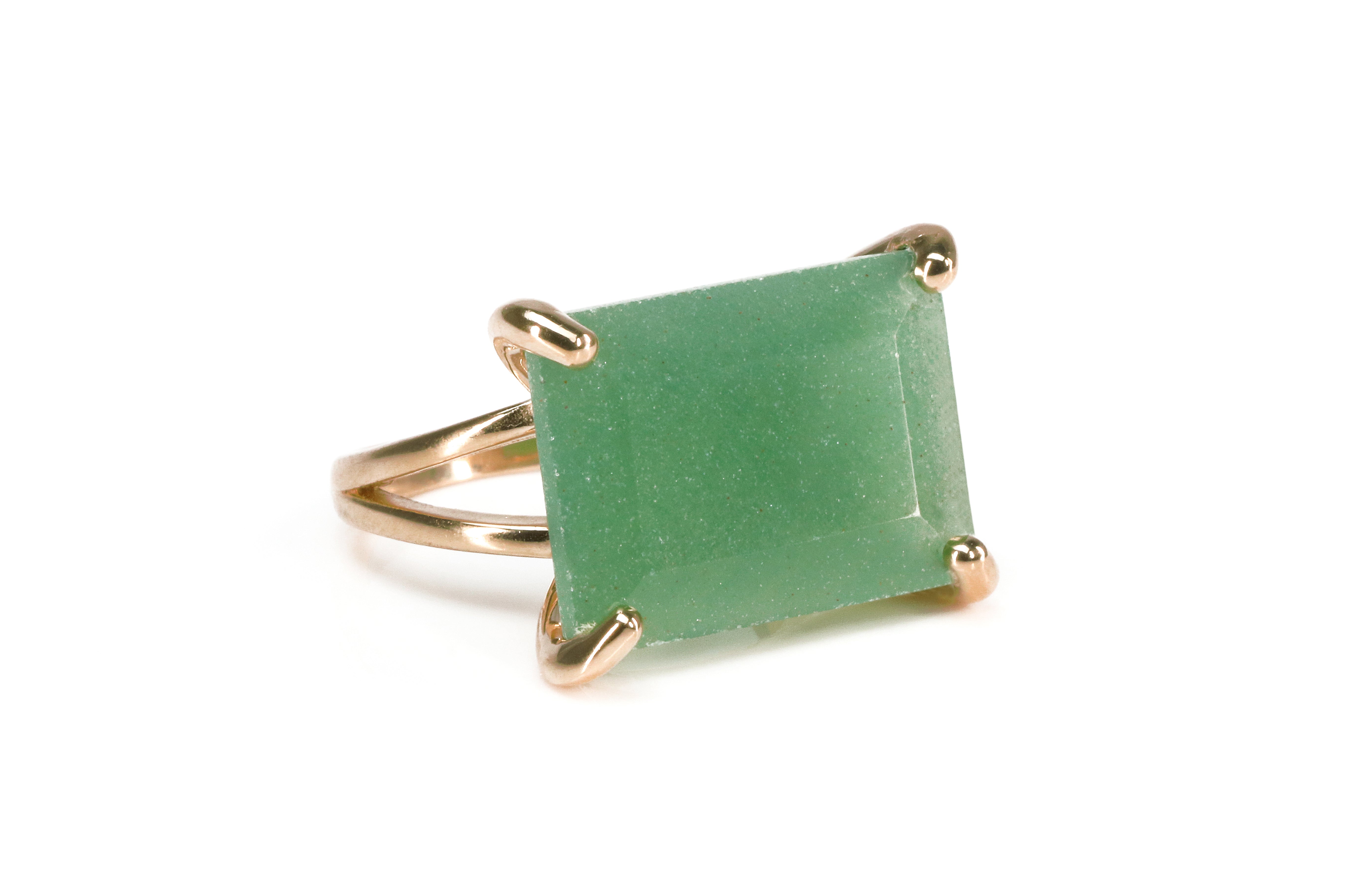 Rose Gold Green Aventurine Ring Rings Anemone Jewelry
