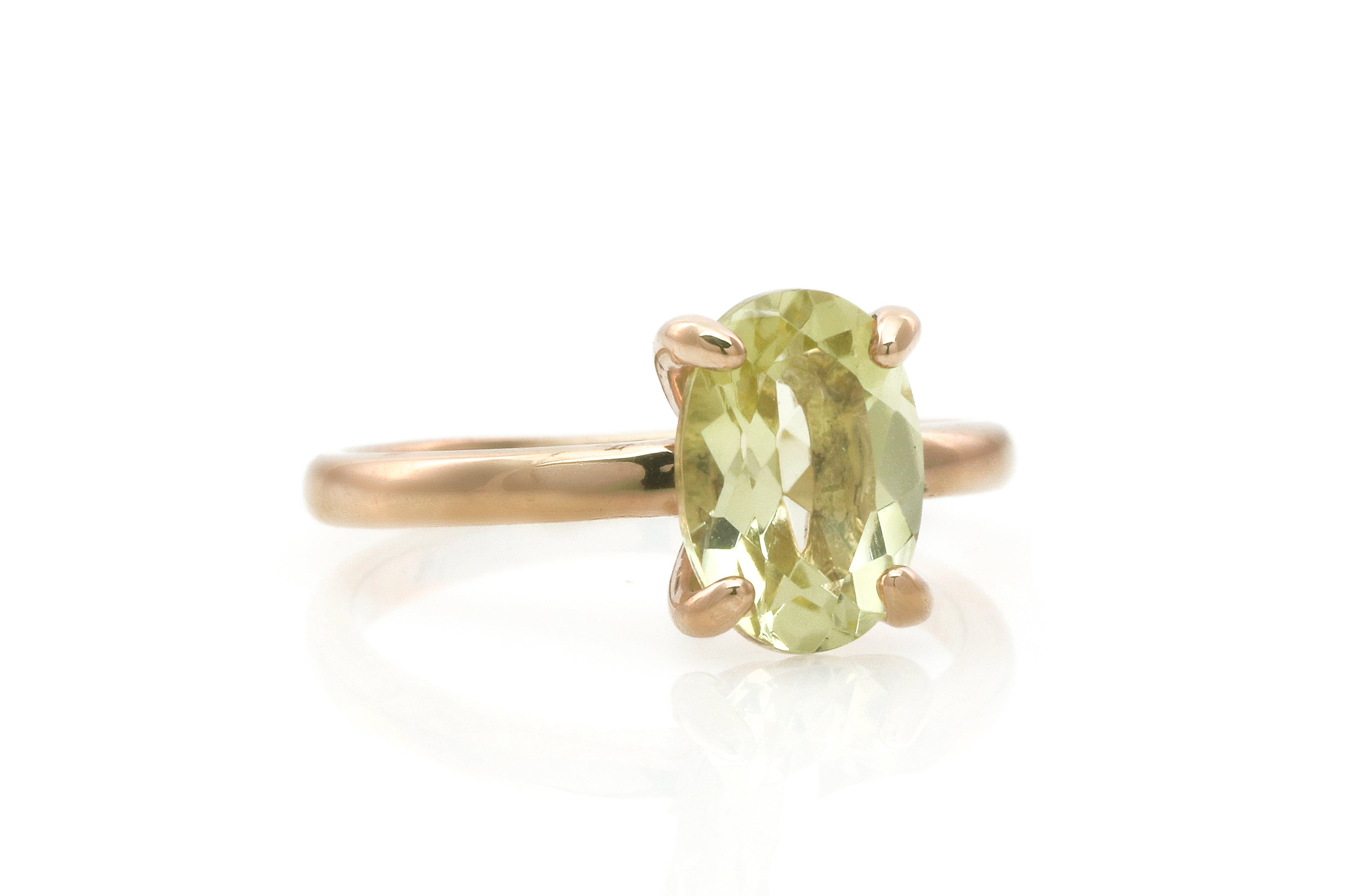 Shiny Oval Lemon Quartz Gold Ring Rings Anemone Unique