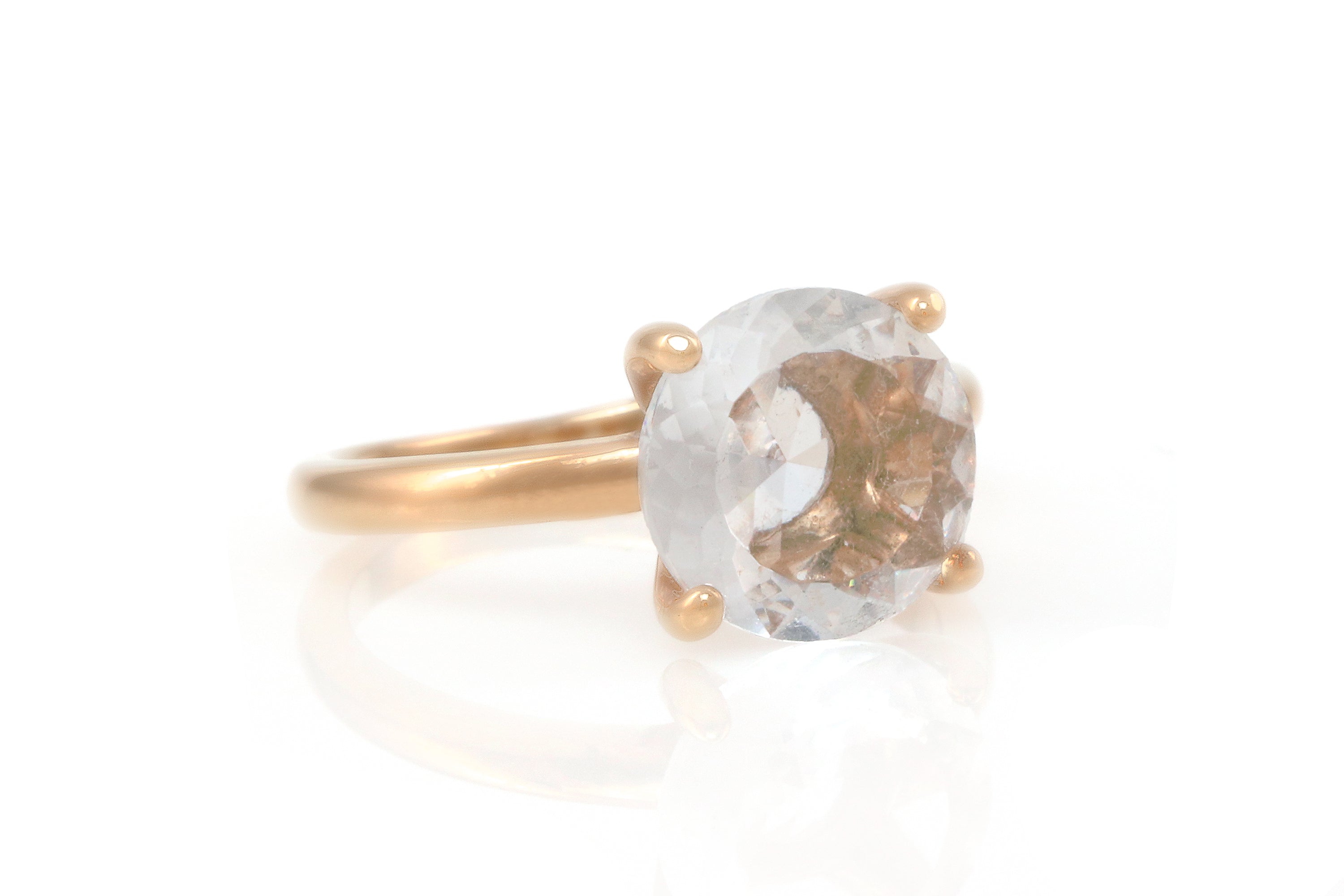 Round Crystal Quartz Ring in 14k Gold Rings Anemone Unique