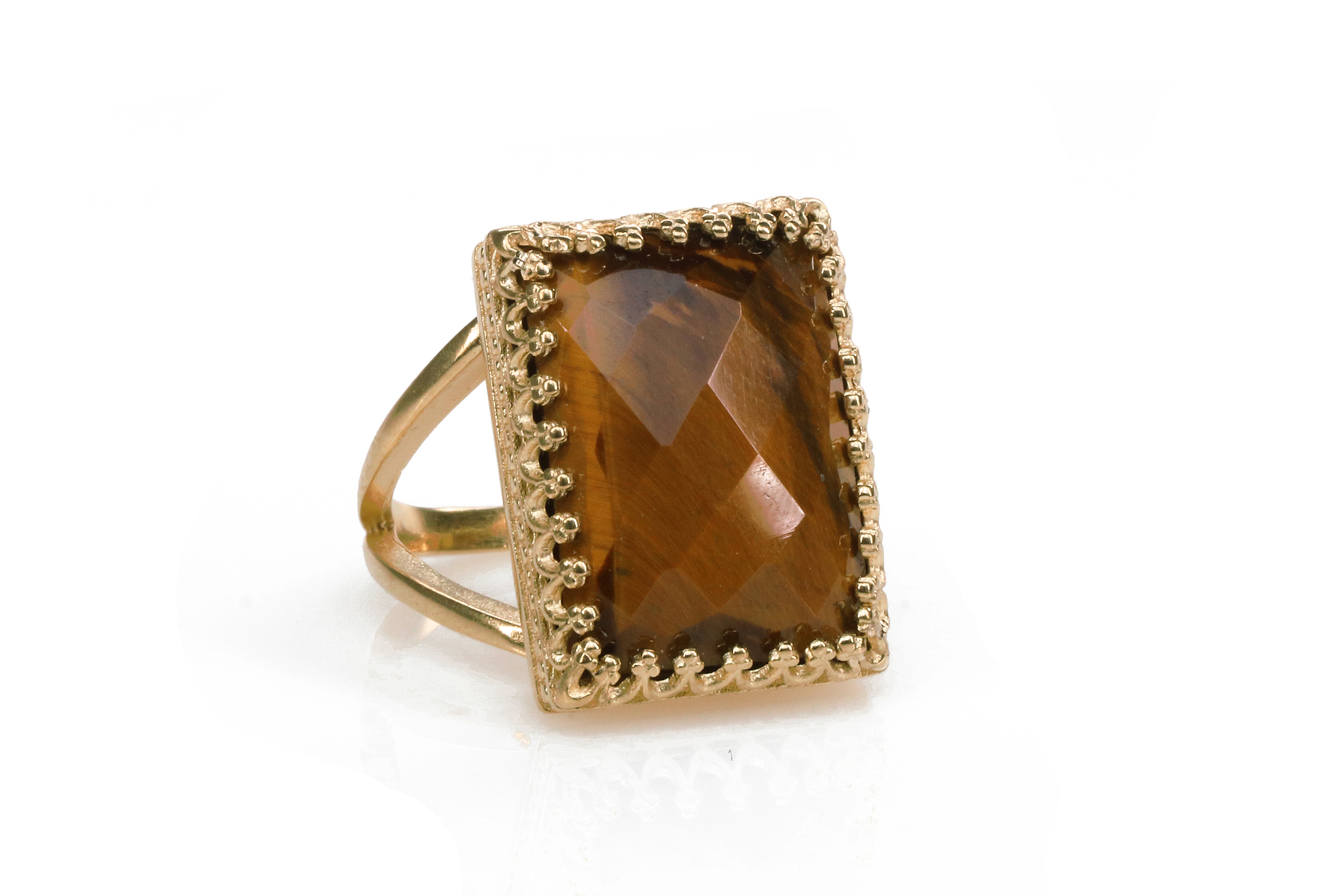 Elegant Tiger Eye Ring in 14k Gold Filled Rings Anemone Jewelry