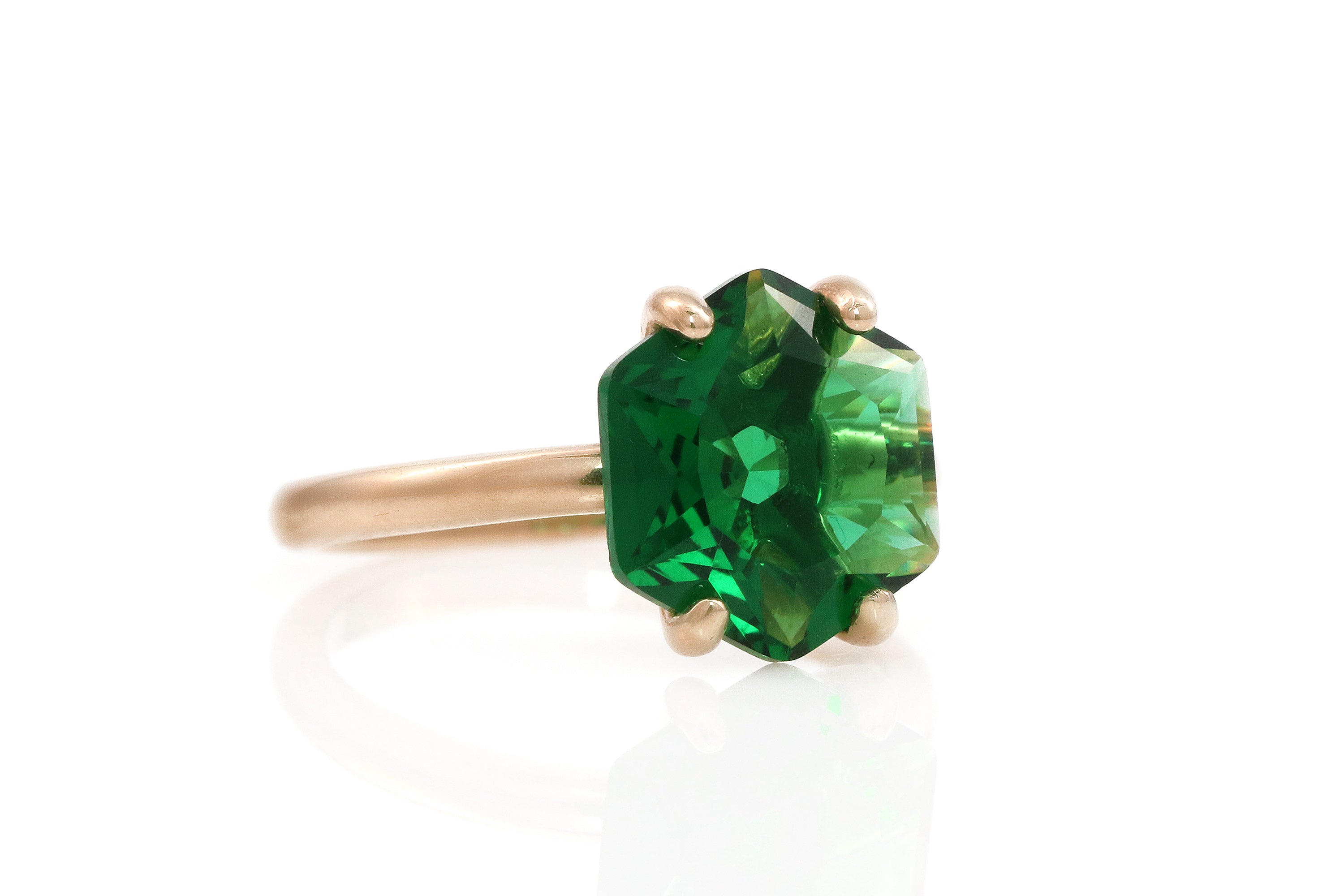 Hexagon Gold Emerald Gold Filled Ring Rings Anemone Unique