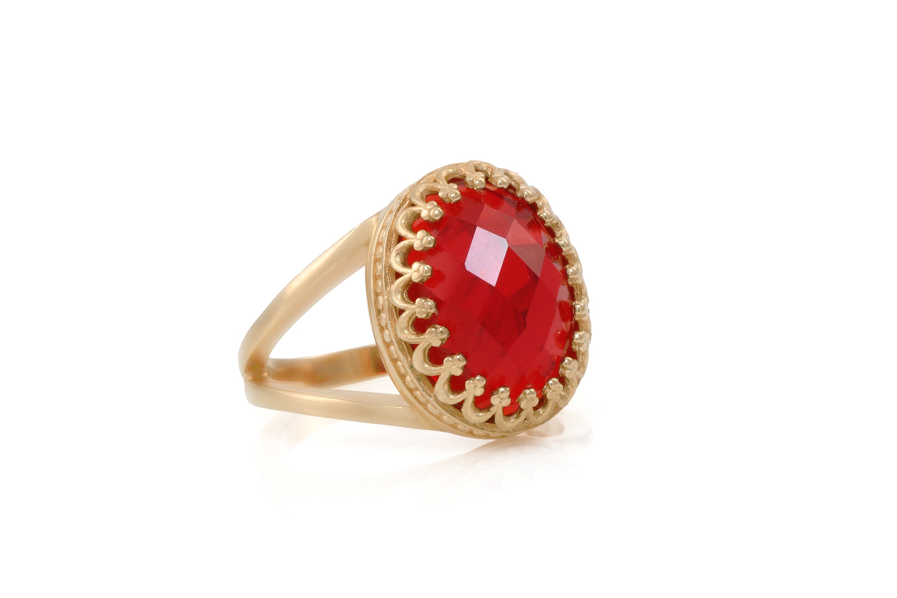 Oval Ruby Gold Filled Band Ring Rings Anemone Jewelry