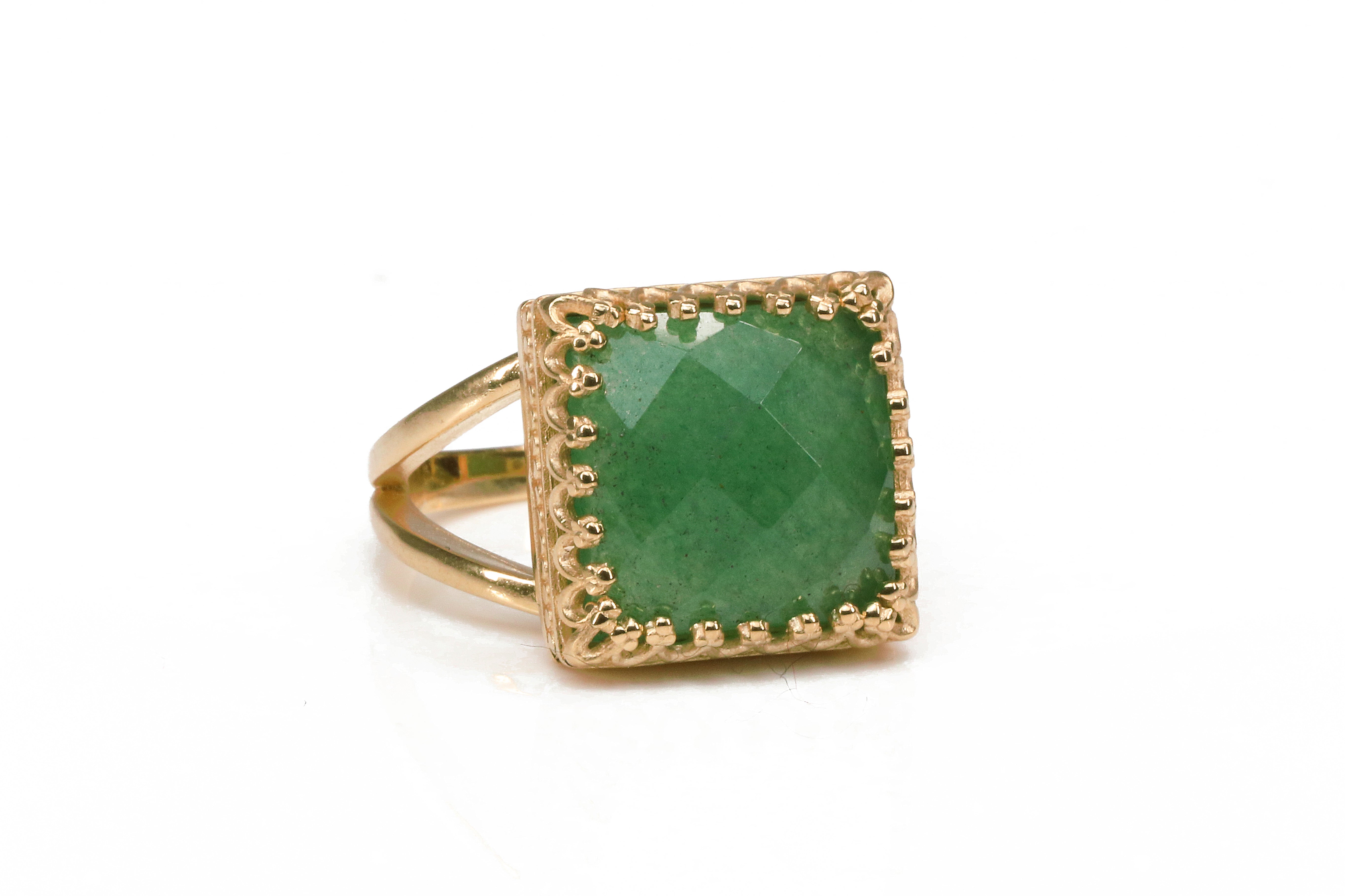 Artisan-crafted Lovely Green Aventurine Gold Filled Ring Rings Anemone Jewelry