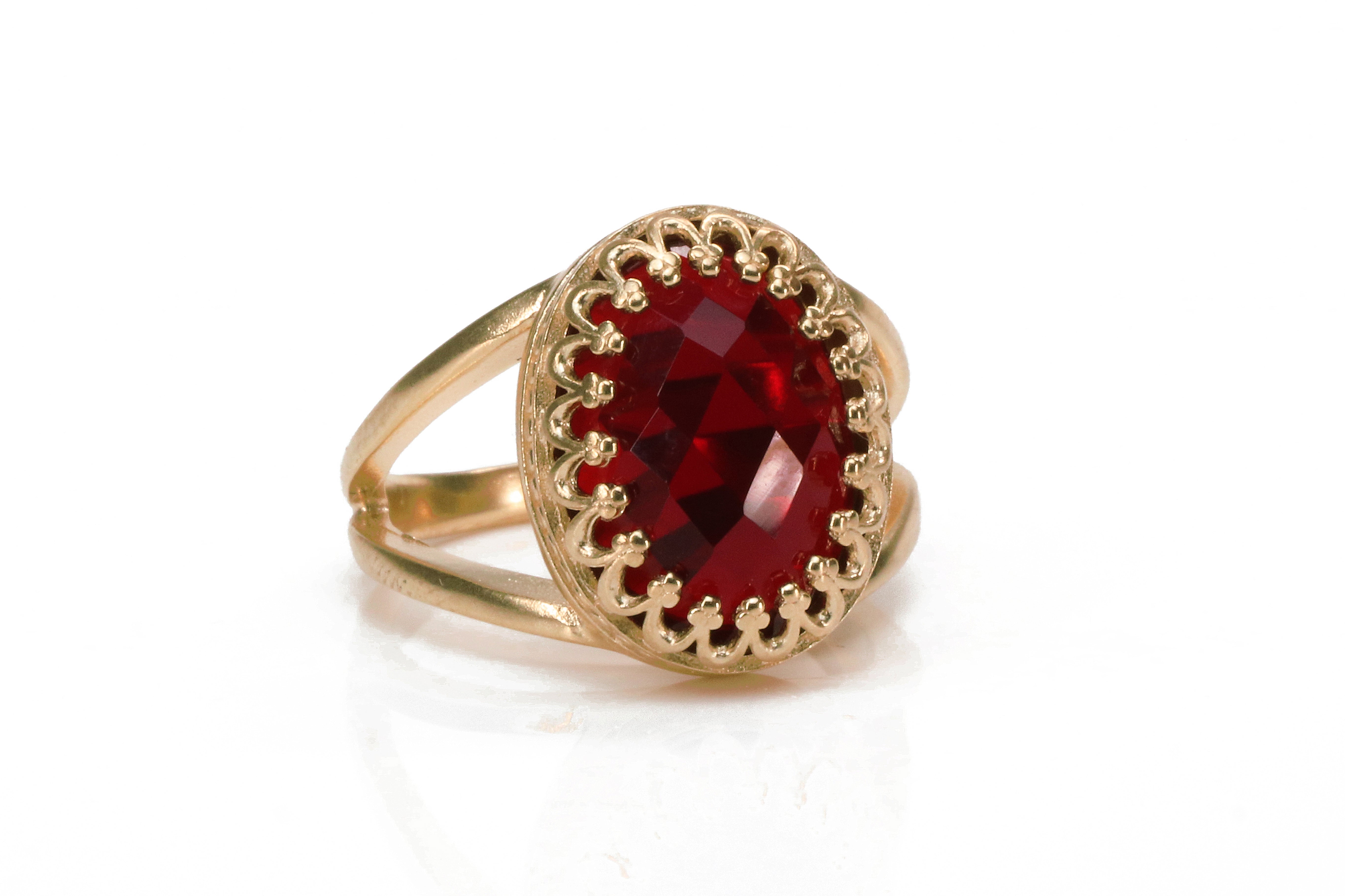Striking Garnet Ring in 14k Gold-filled Ring Band Rings Anemone Jewelry