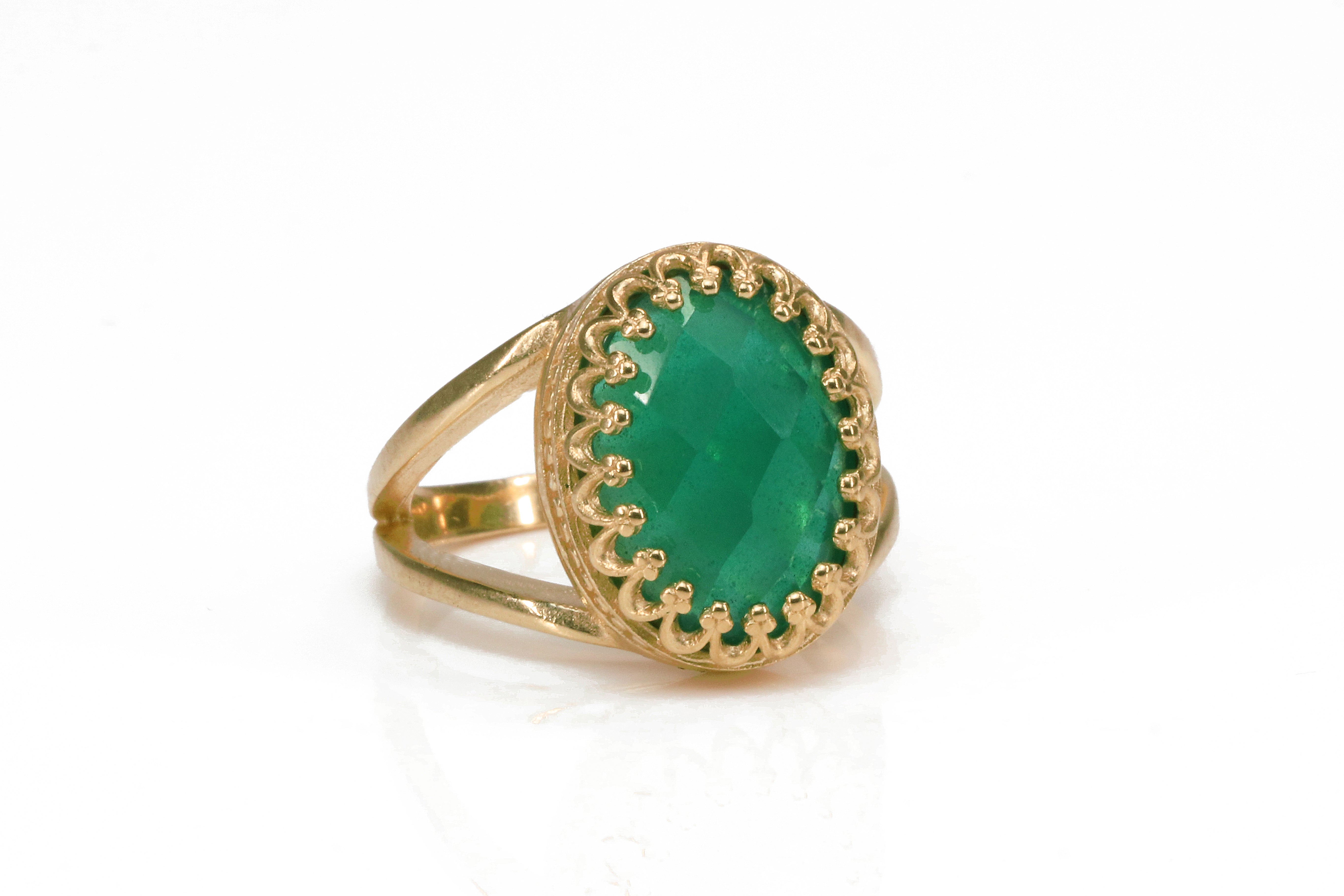 Attractive Green Onyx in 14k Gold-filled Ring Band Rings Anemone Jewelry
