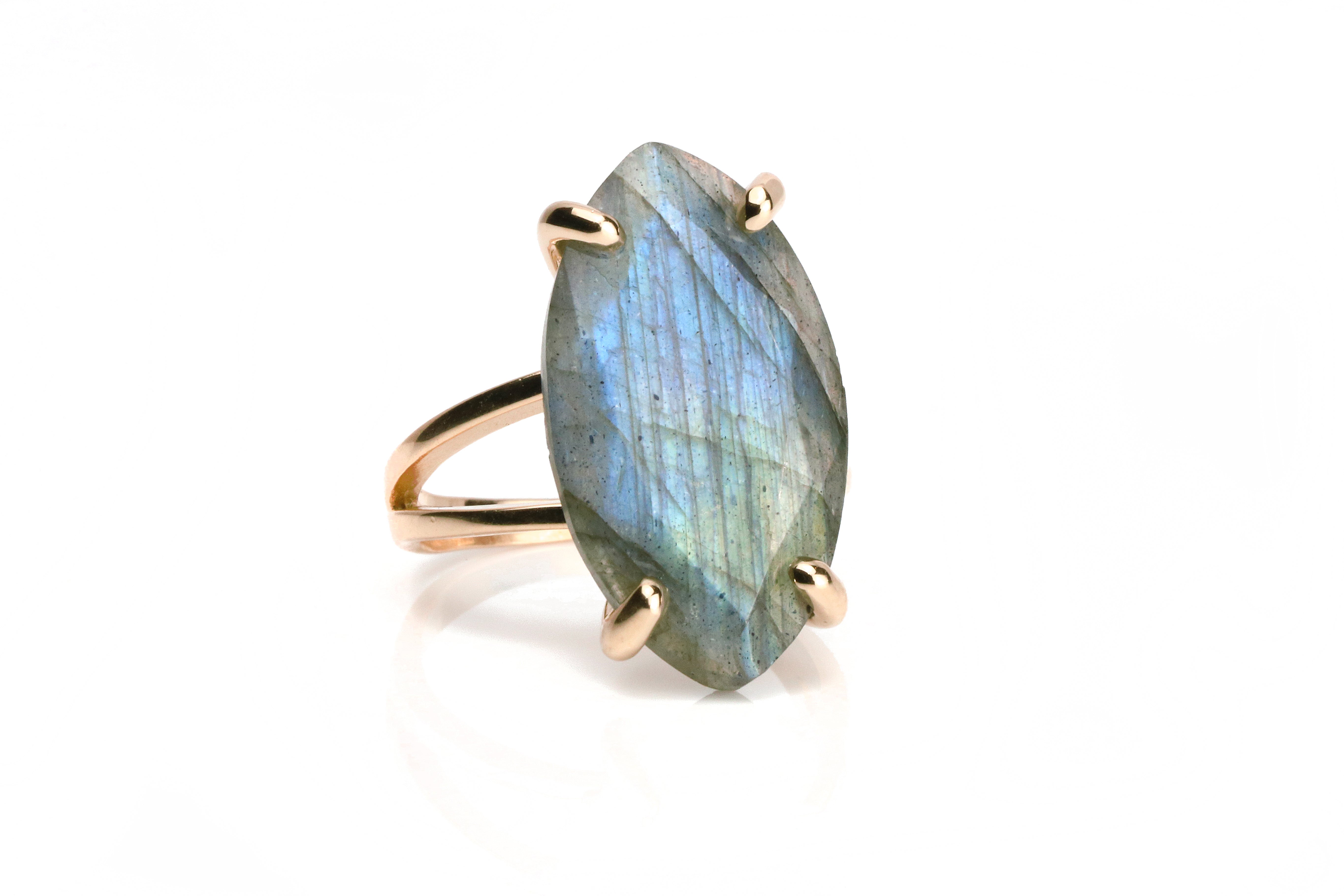 Labradorite Ring in Rose Gold Rings Anemone Jewelry