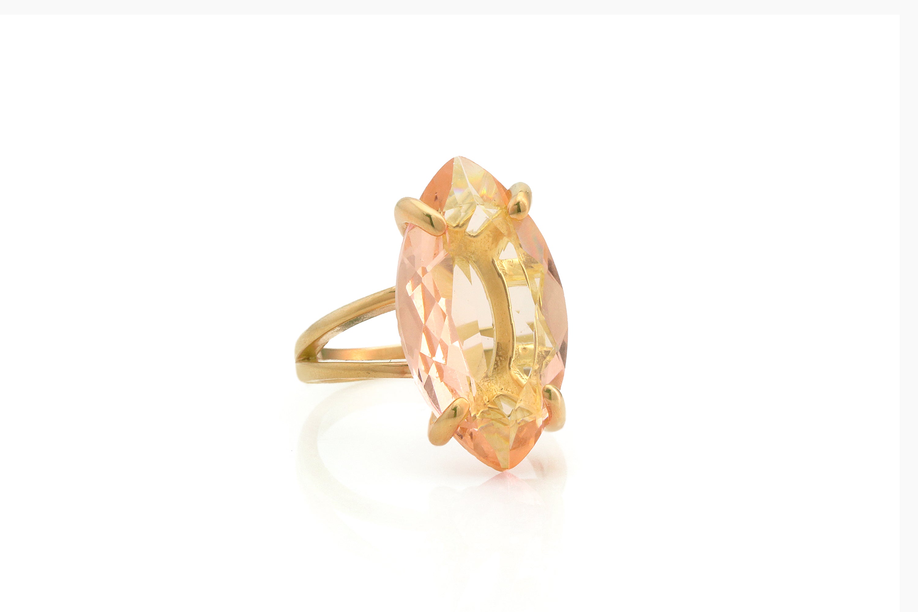 Marquise Lustrous Morganite Gold Ring Rings Anemone Jewelry