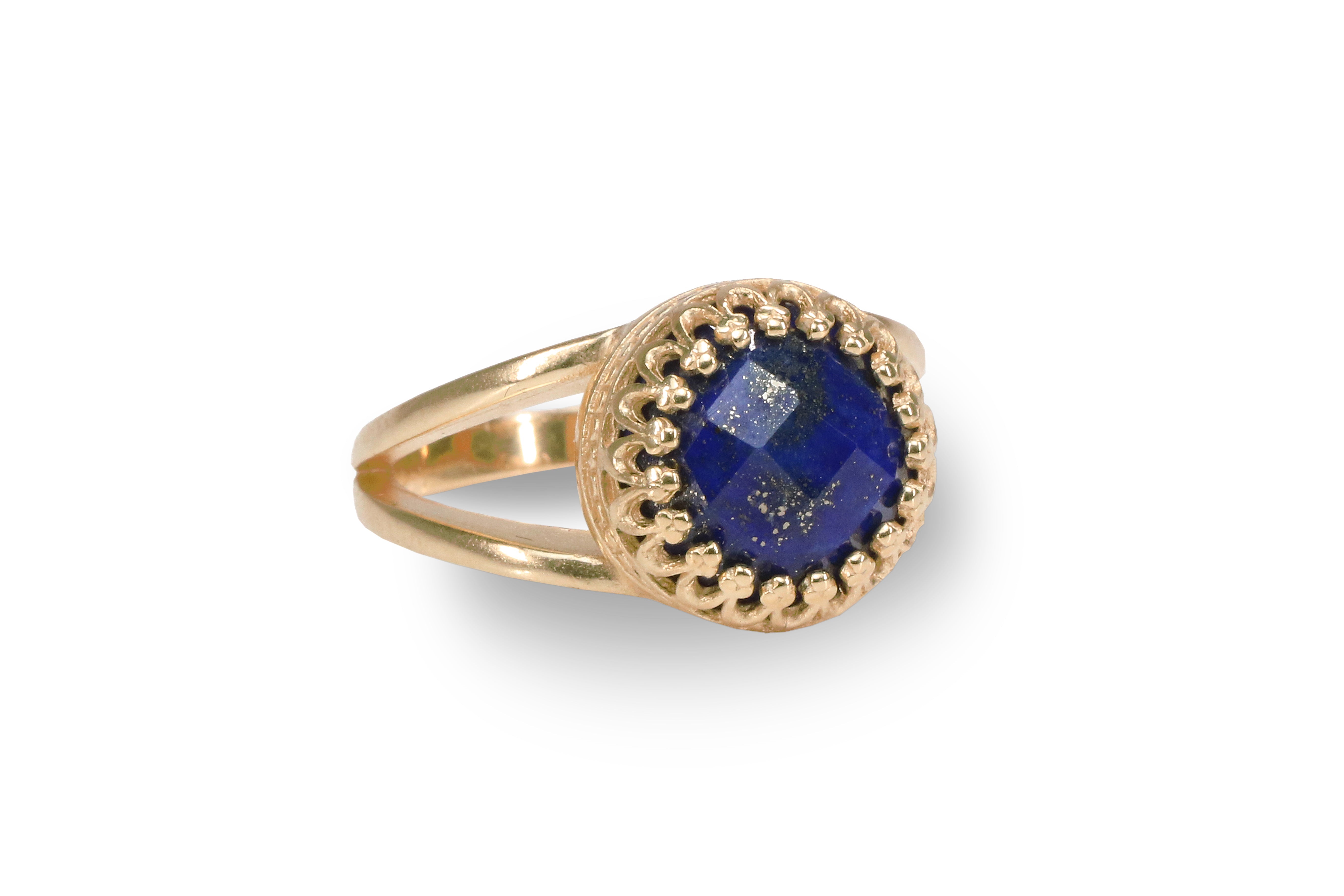 Lapis Lazuli Ring in 925 Sterling Silver Double Band Rings Anemone Jewelry