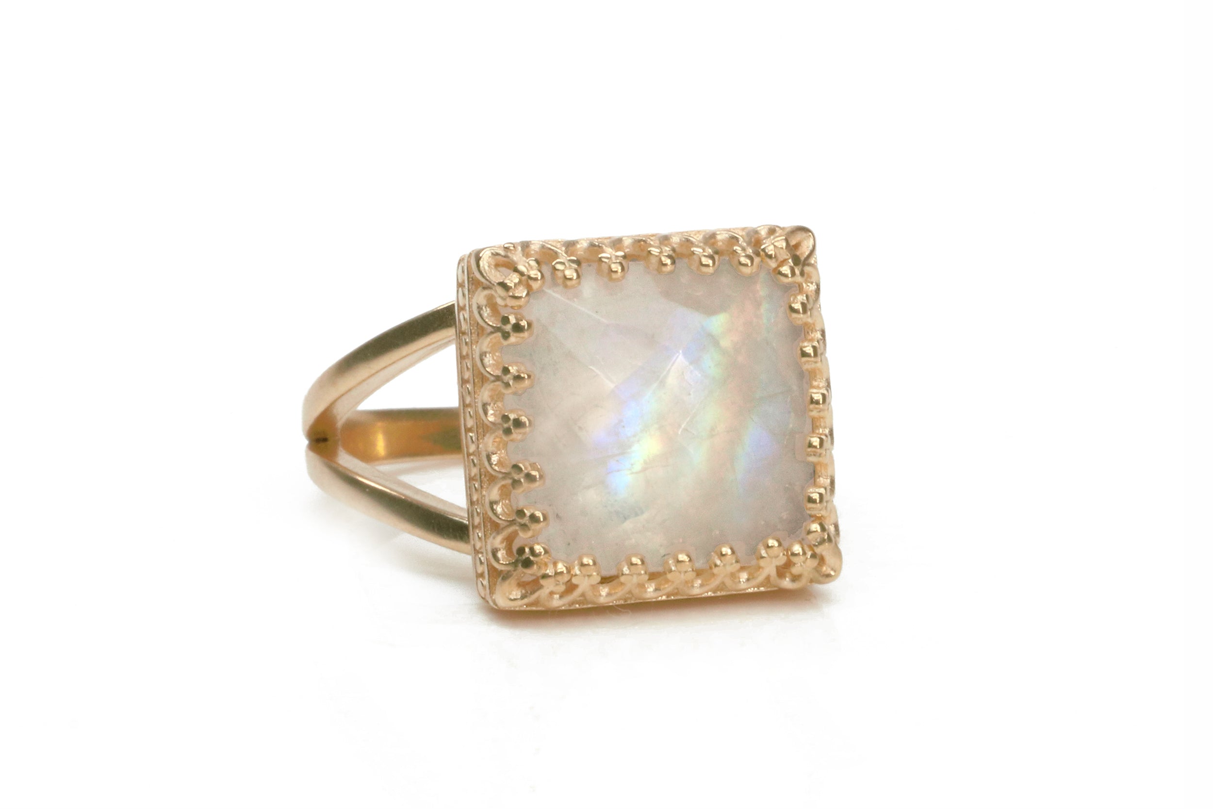Attractive Moonstone Ring with 14K Rose Gold-filled Band Rings Anemone Jewelry