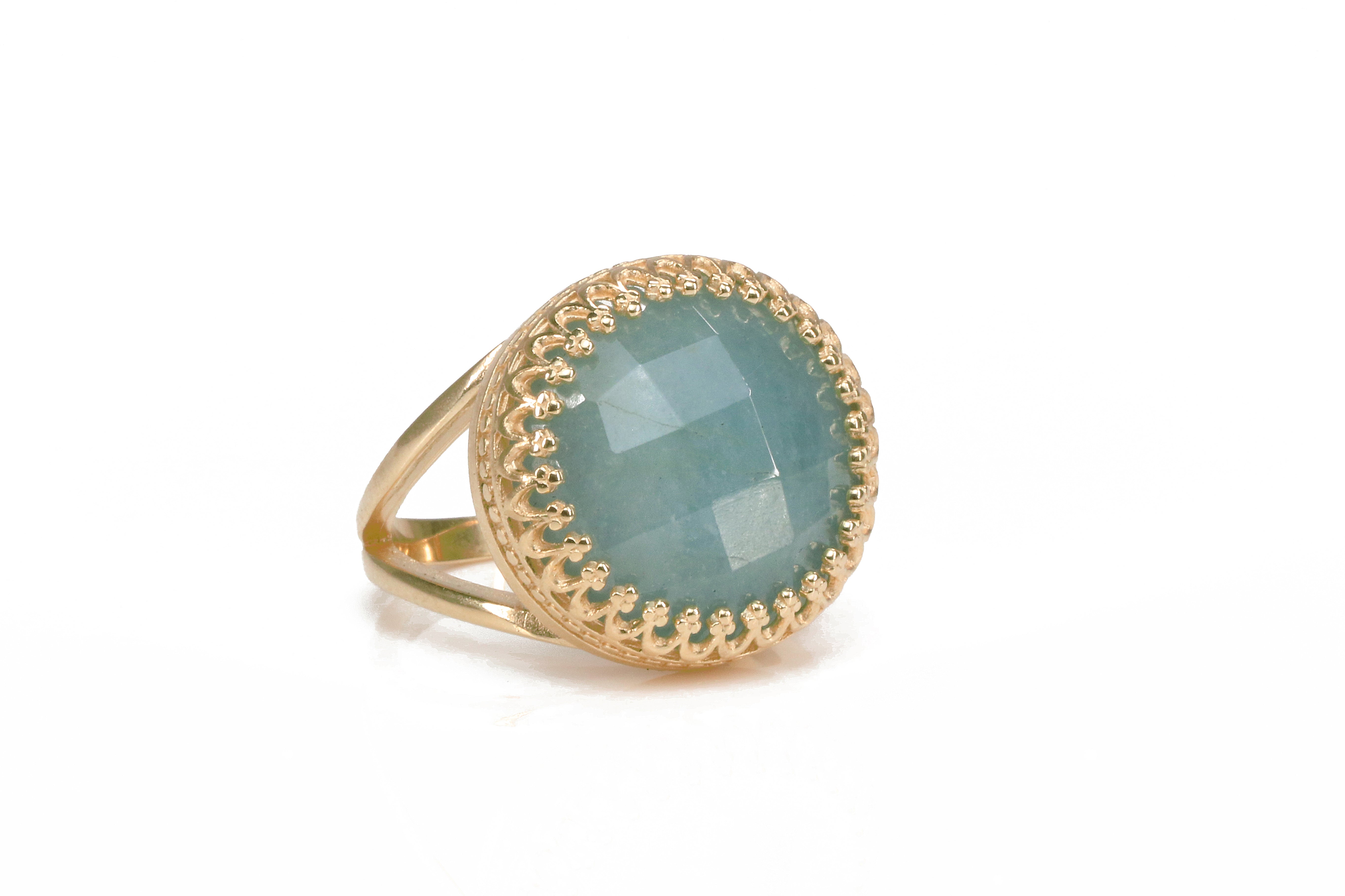 Aquamarine Ring in 14k Rose Gold-filled Band Rings Anemone Jewelry