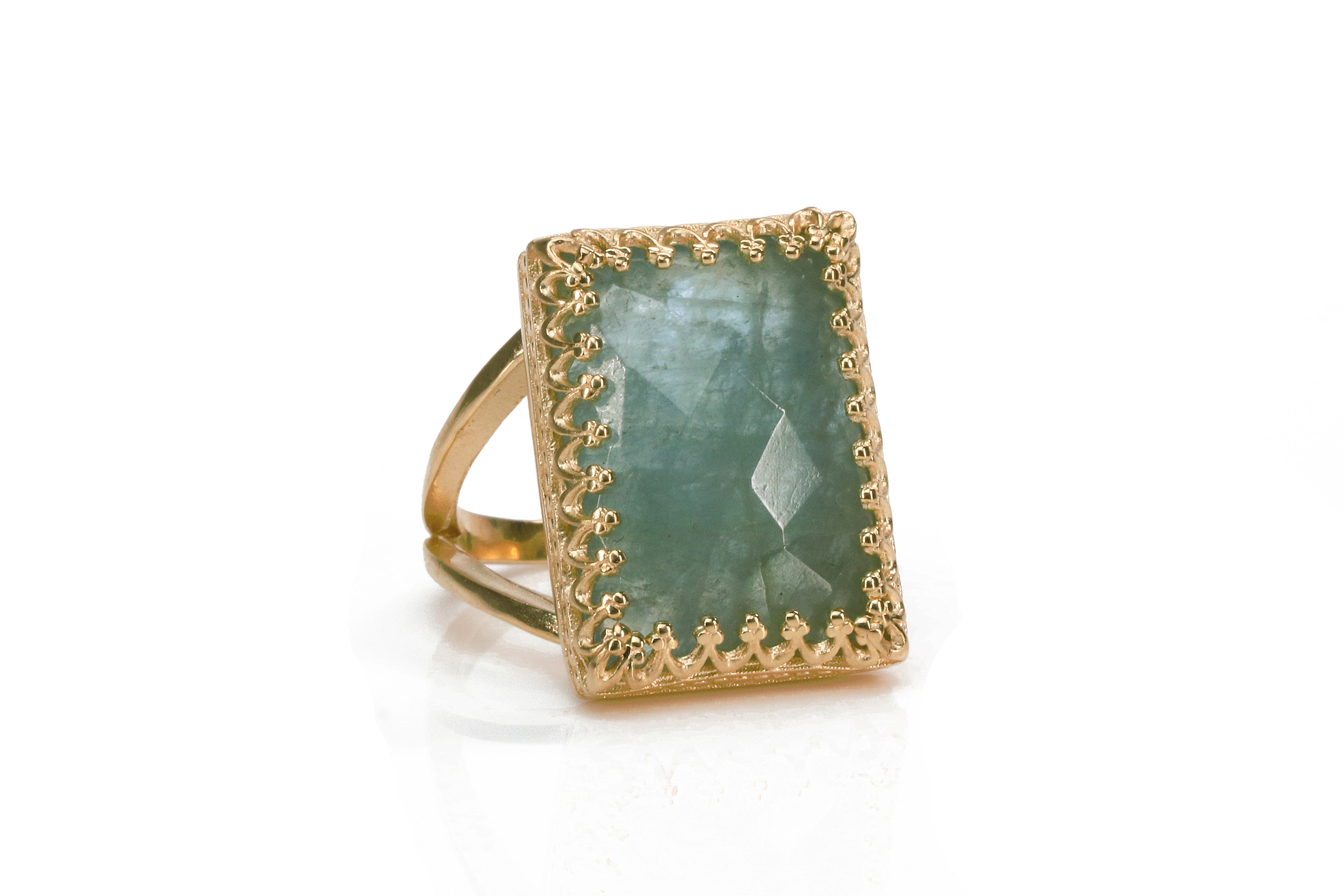 Rectangle 13x18mm Aquamarine Ring in 14k Gold Filled Rings Anemone Jewelry