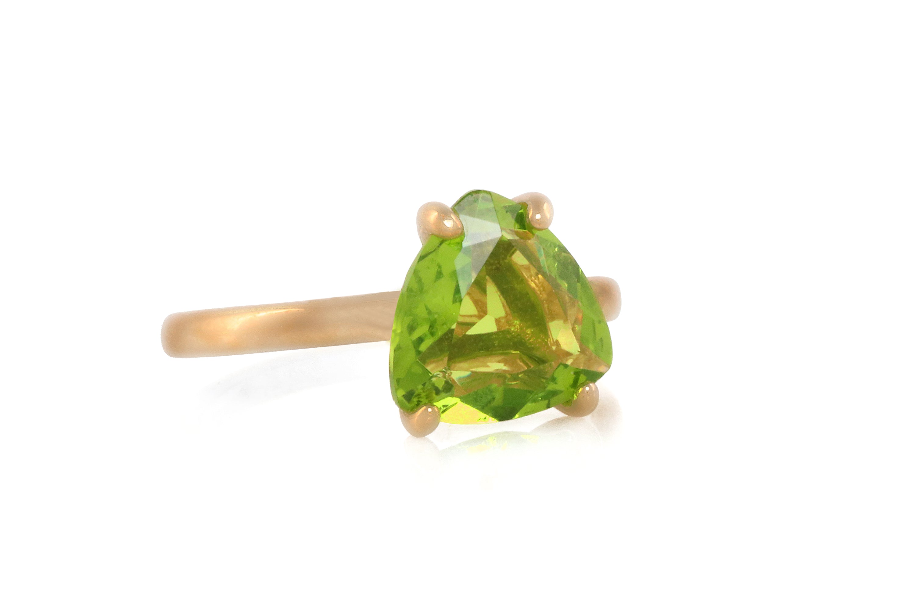 Gold Peridot Ring with Custom Band Rings Anemone Unique
