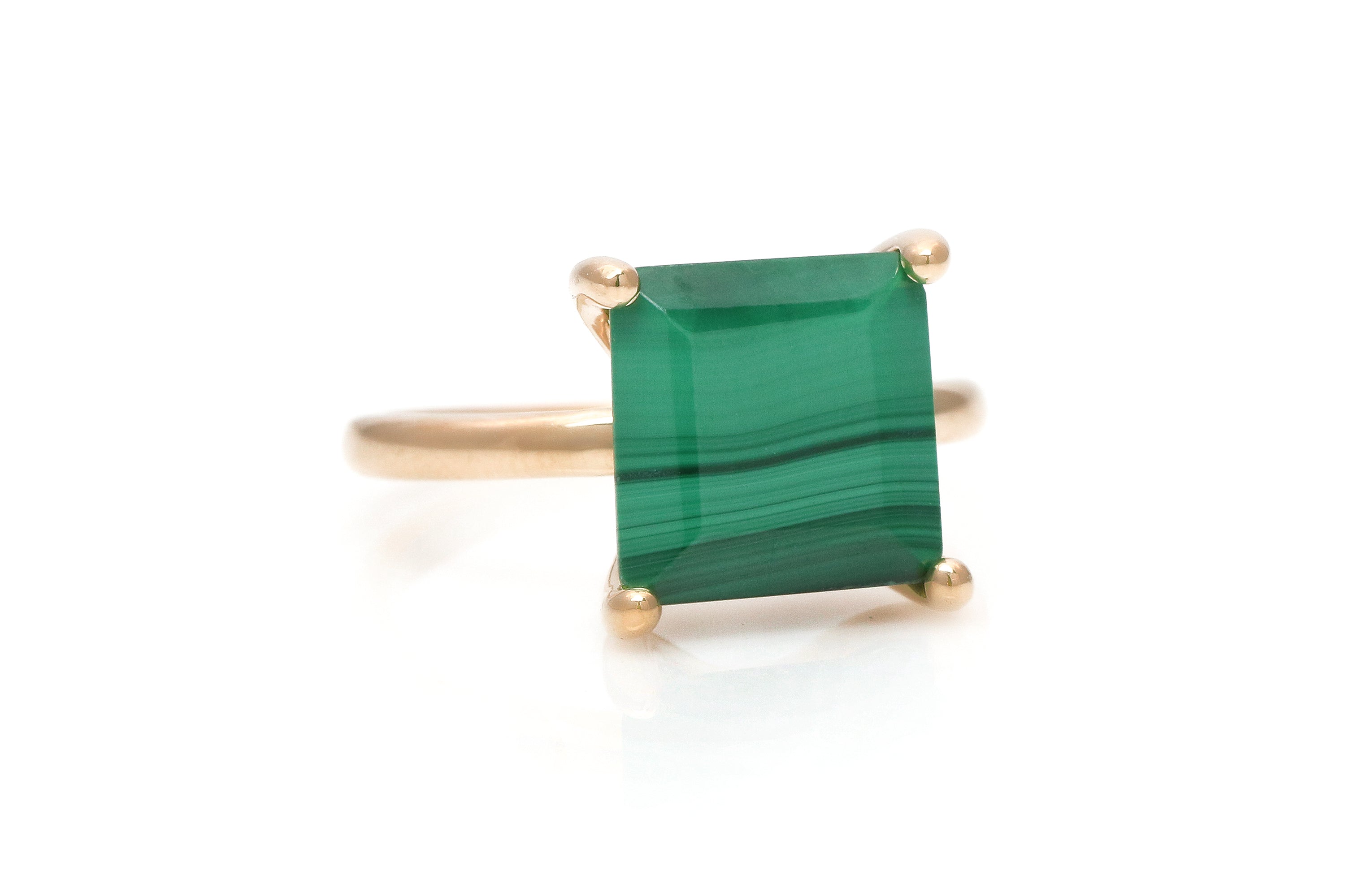 Rose Gold Square Malachite Ring Rings Anemone Unique
