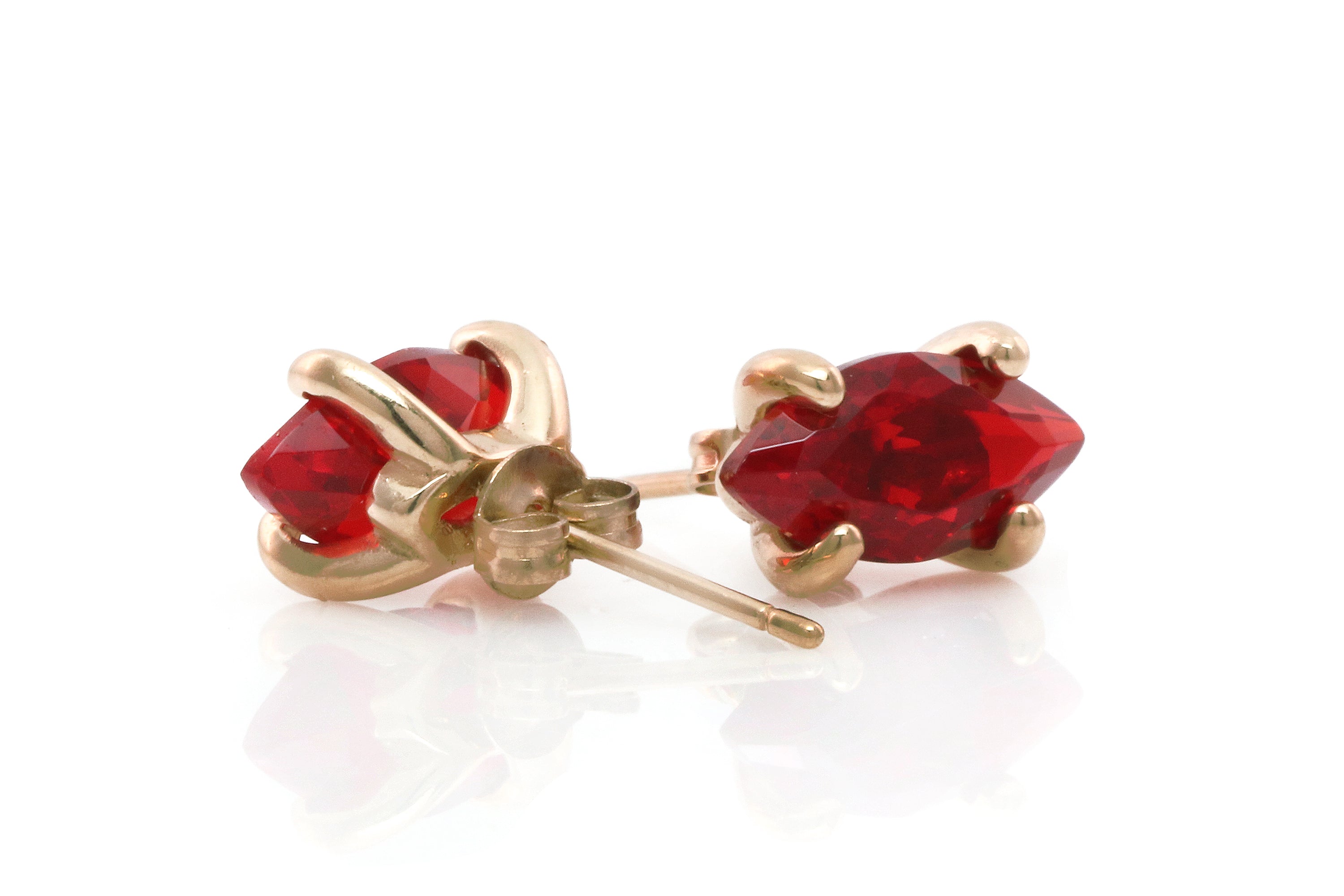 Dainty Marquise Red Ruby Gold Earrings Earrings Anemone Unique