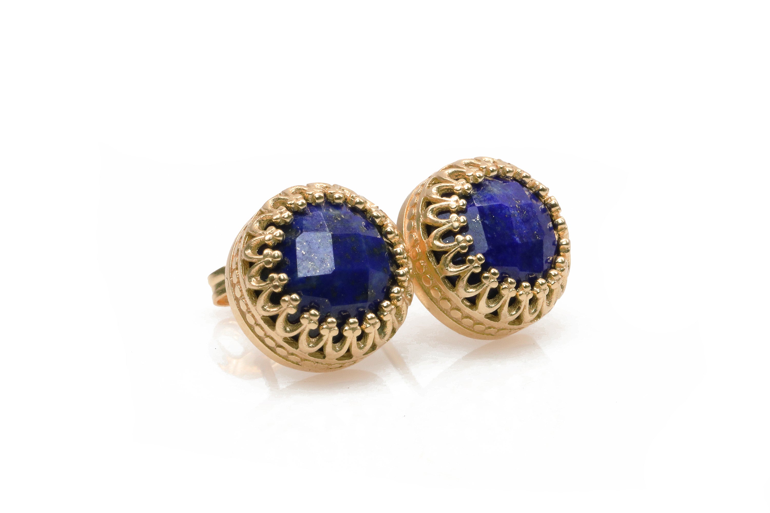 Lapis Lazuli Earrings in 14k Rose Gold Earrings Anemone Jewelry