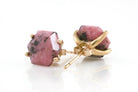 Dainty Hexagon Cut Rhodonite Gold Earrings Earrings Anemone Unique