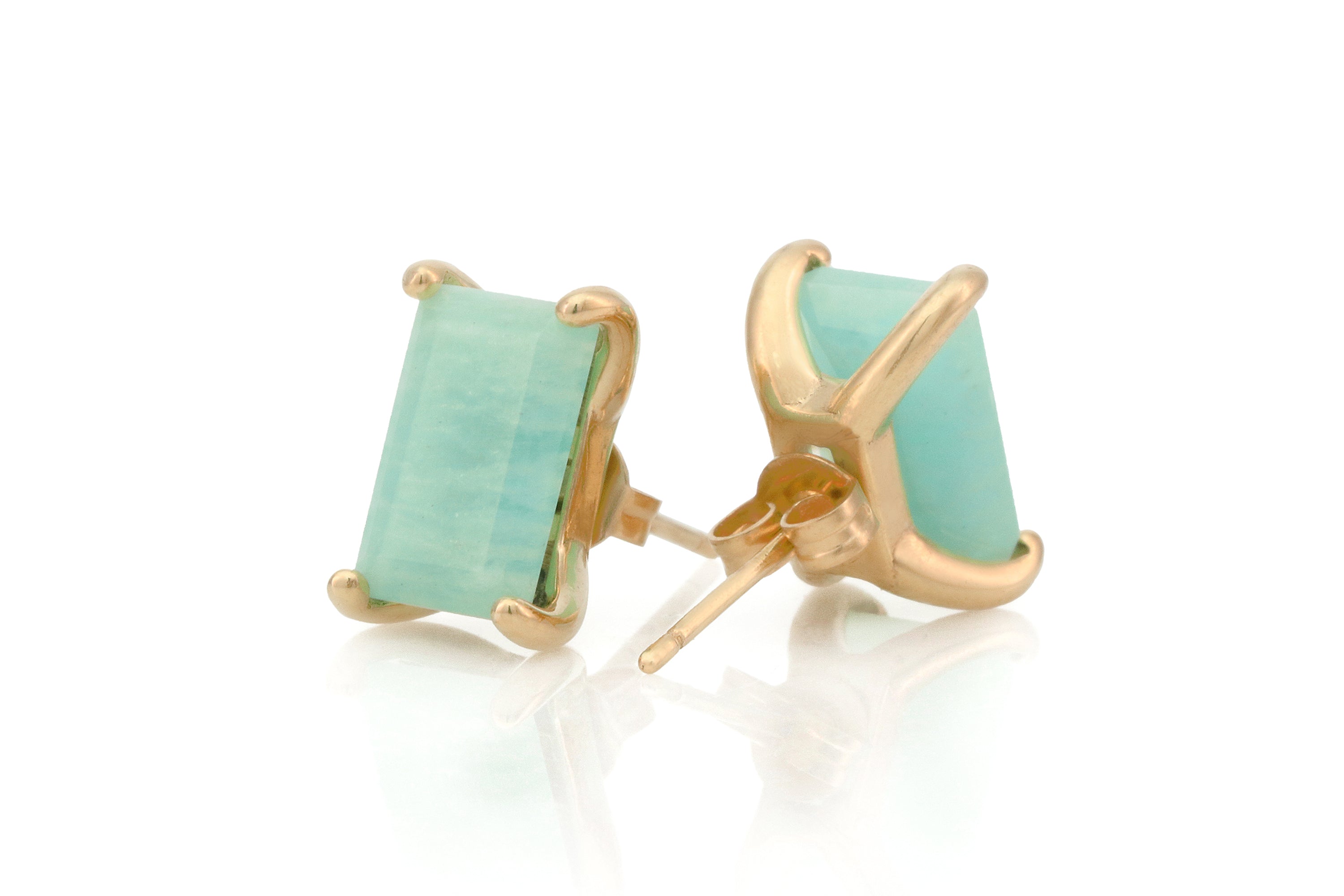 Gold Studs Simple Amazonite Earrings Earrings Anemone Unique