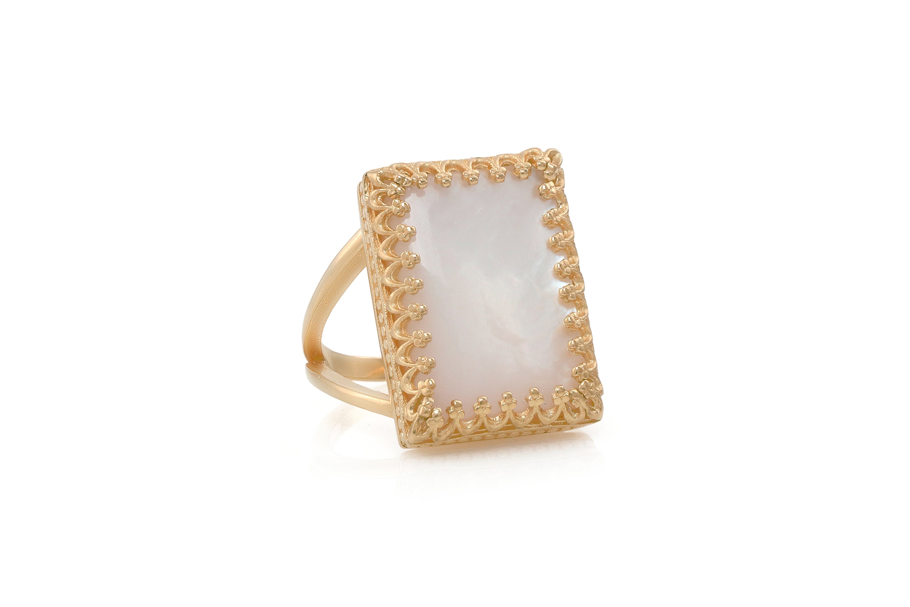 Remarkable Mother of Pearl Ring in Gold Rings Anemone Jewelry