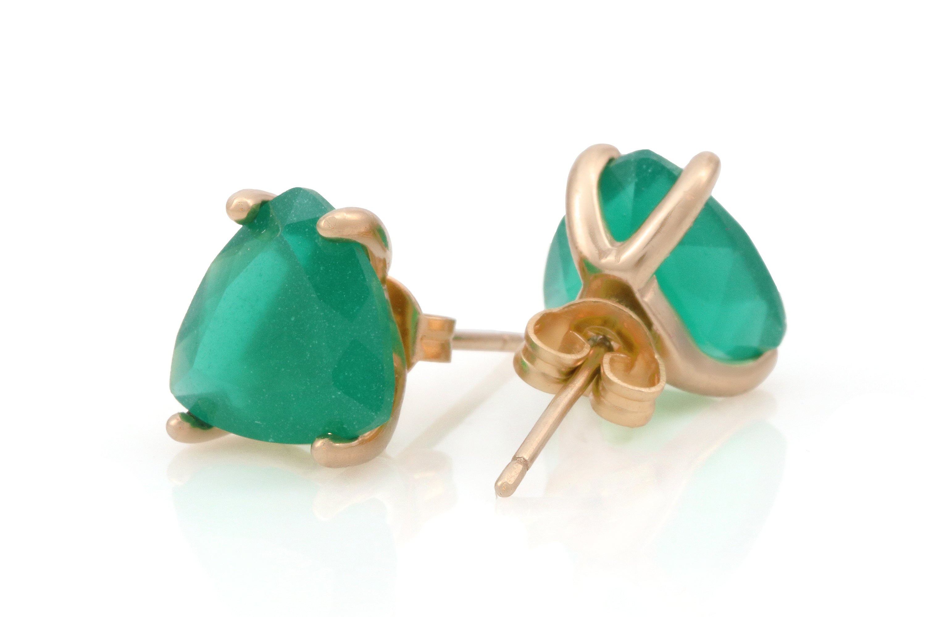 Trillion Green Onyx Gold Earrings Earrings Anemone Unique